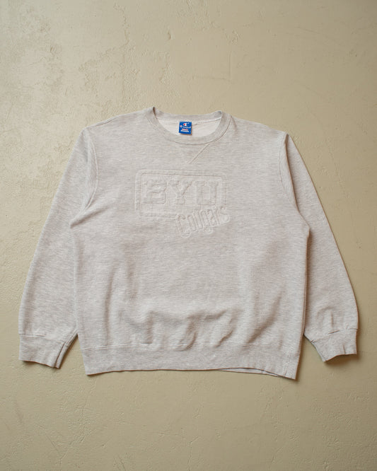 1980s/90s Champion BYU Cougars Sweatshirt grey - L/XL
