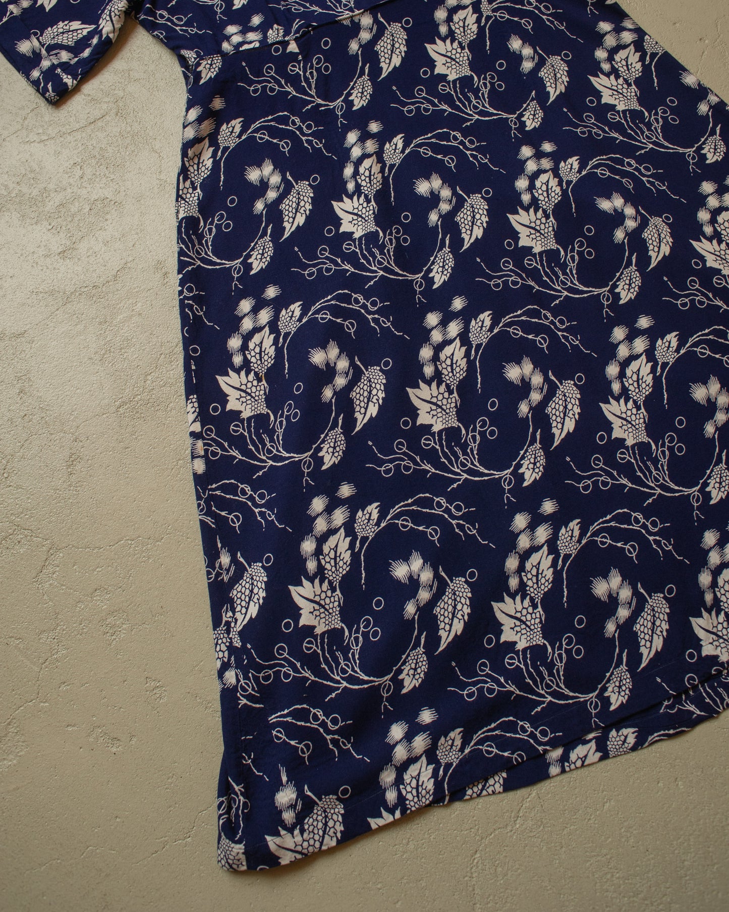 1940s/50s German Womens Flower Print Dress navyblue - M