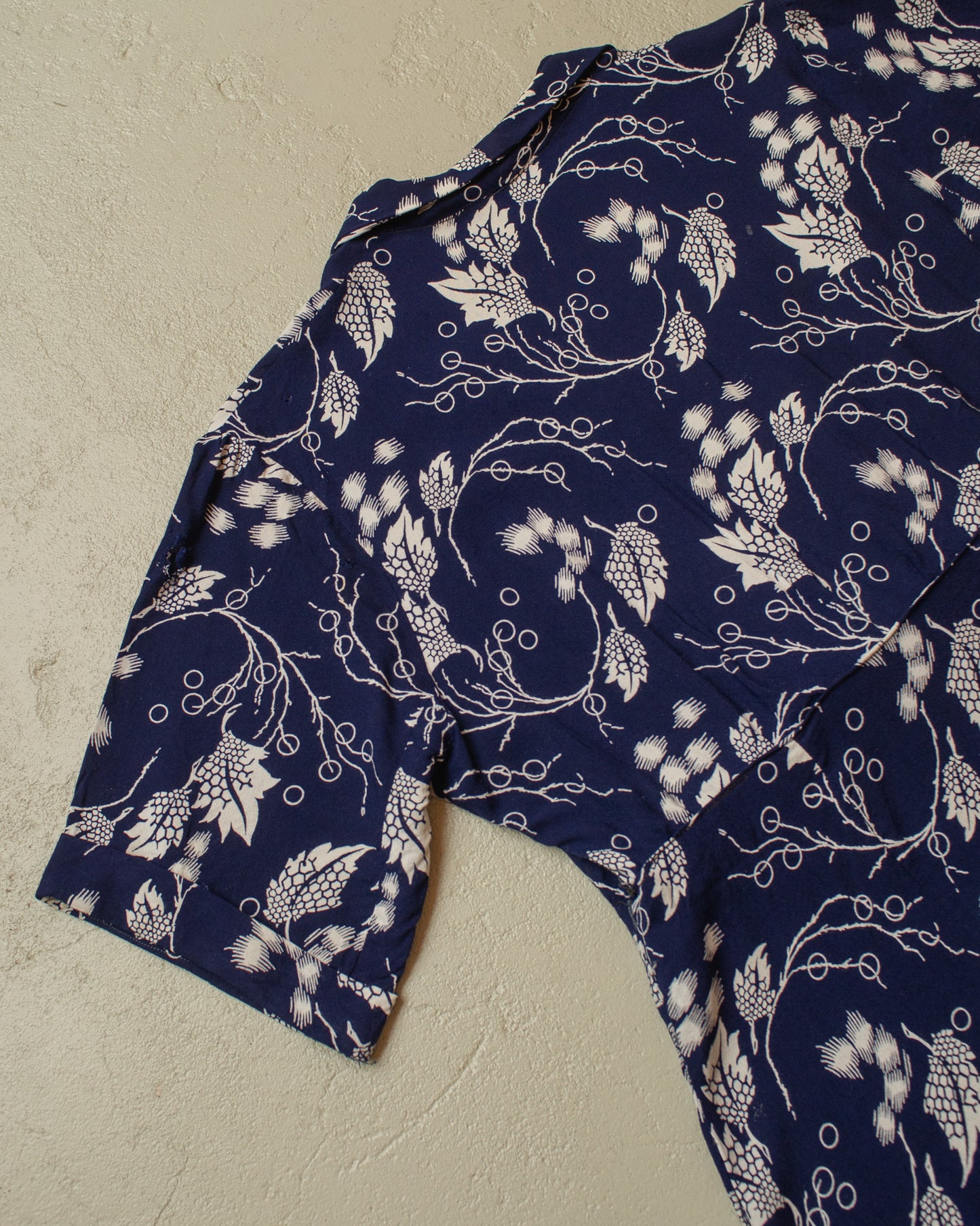 1940s/50s German Womens Flower Print Dress navyblue - M