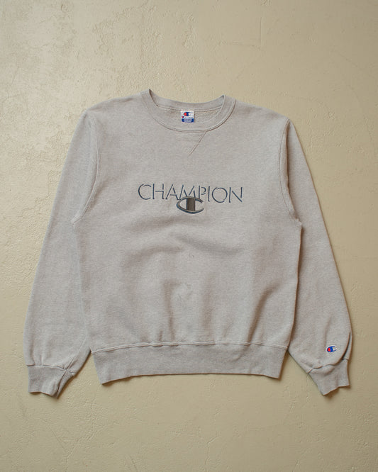 1990s Champion Spellout Sweatshirt grey - M/L