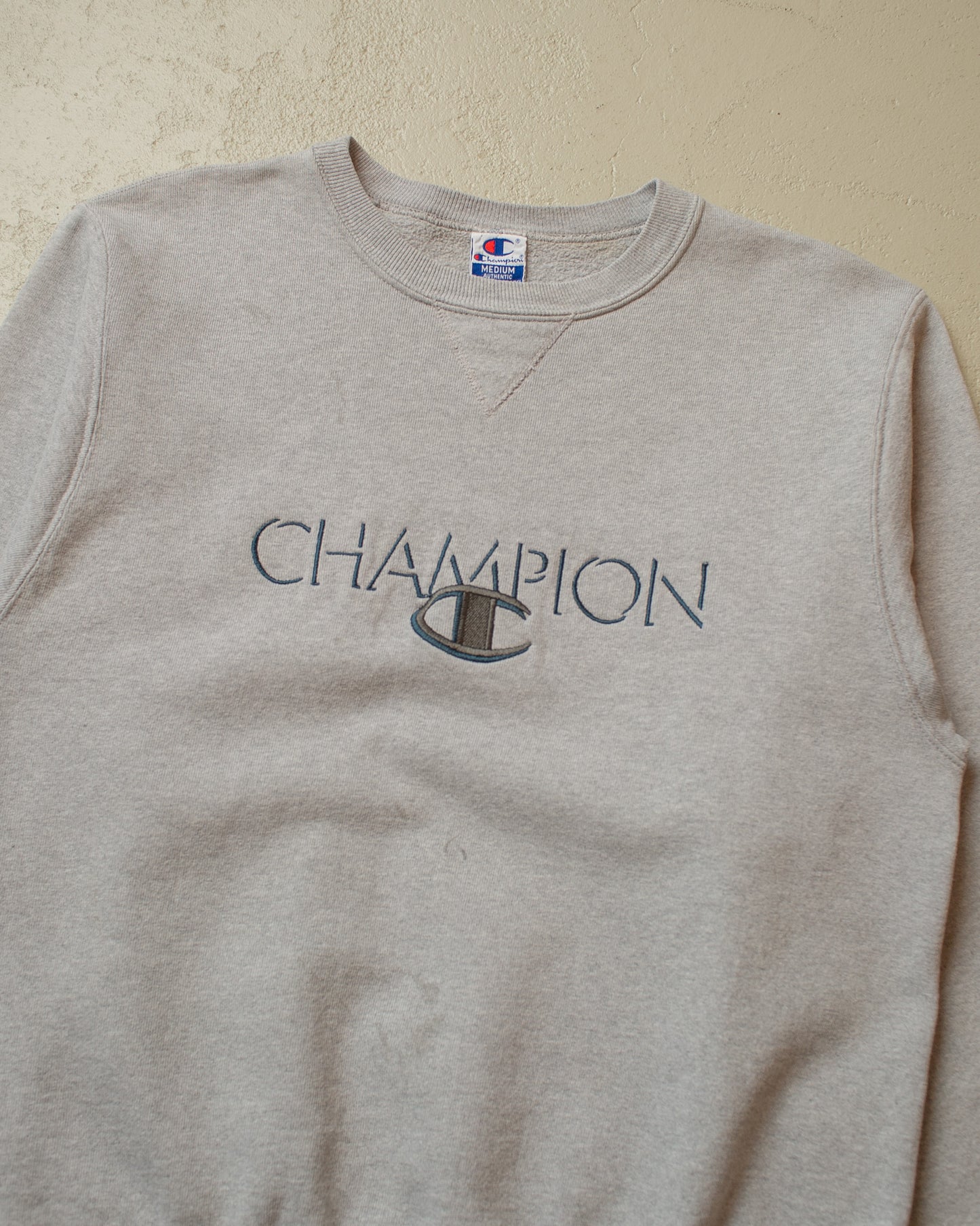 1990s Champion Spellout Sweatshirt grey - M/L