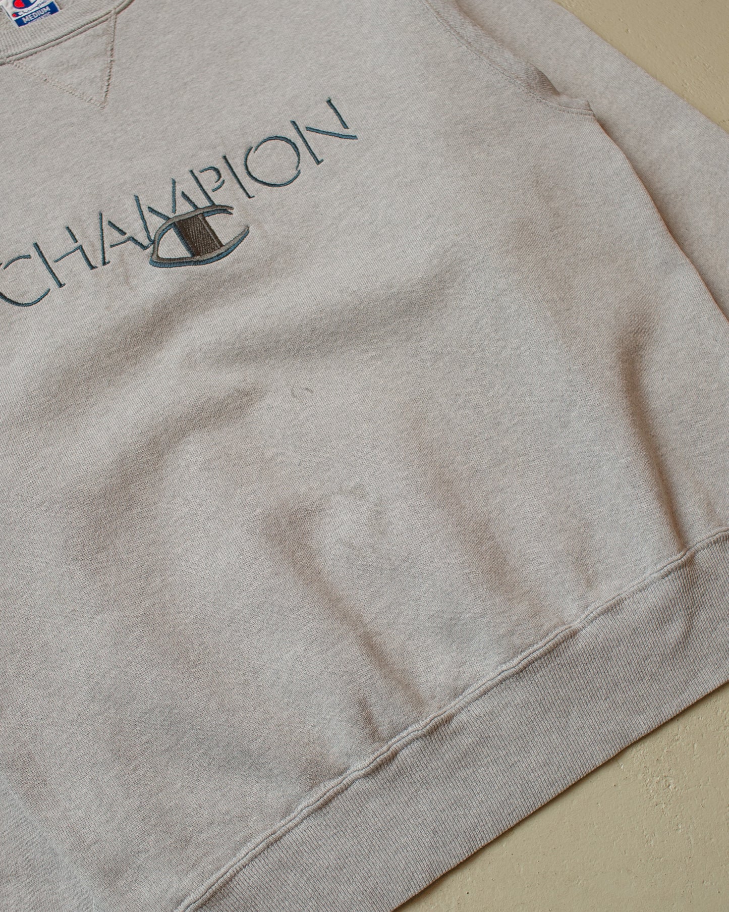 1990s Champion Spellout Sweatshirt grey - M/L