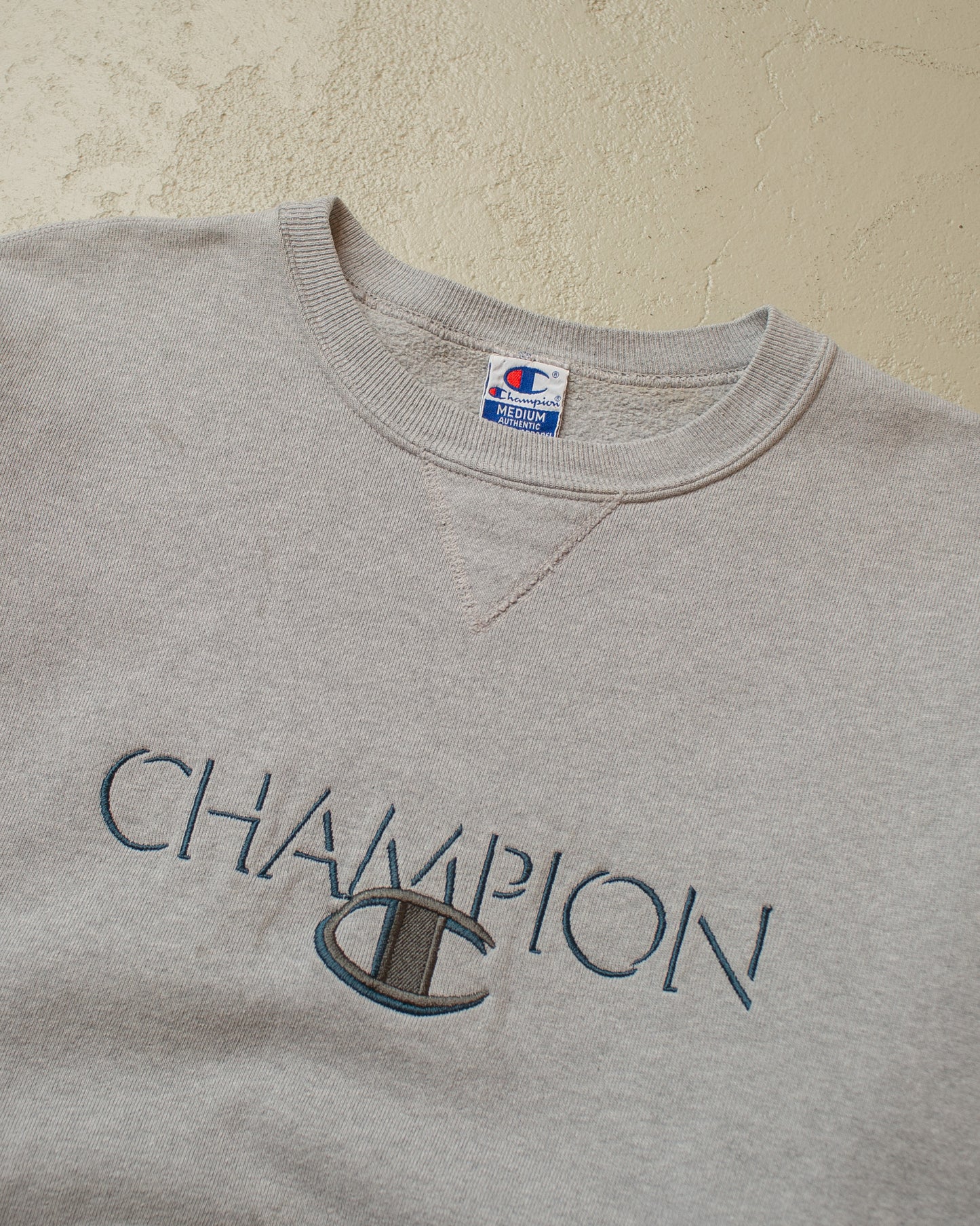 1990s Champion Spellout Sweatshirt grey - M/L
