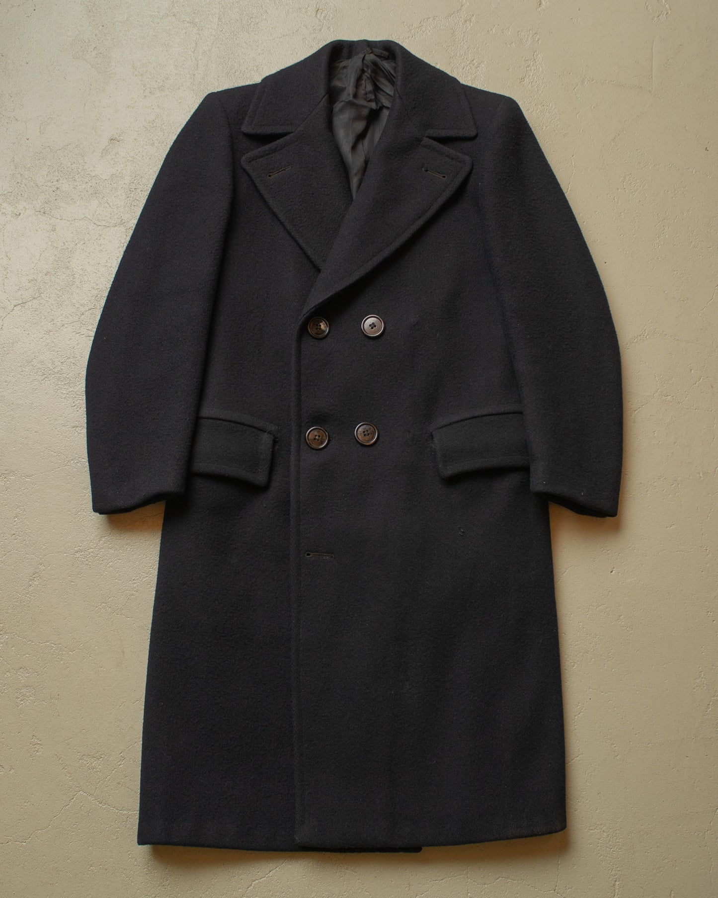 1930s/40s German Double Breasted Heavy Wool Overcoat navyblue - S