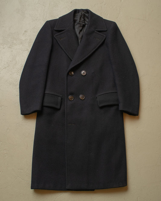 1930s/40s German Double Breasted Heavy Wool Overcoat navyblue - S