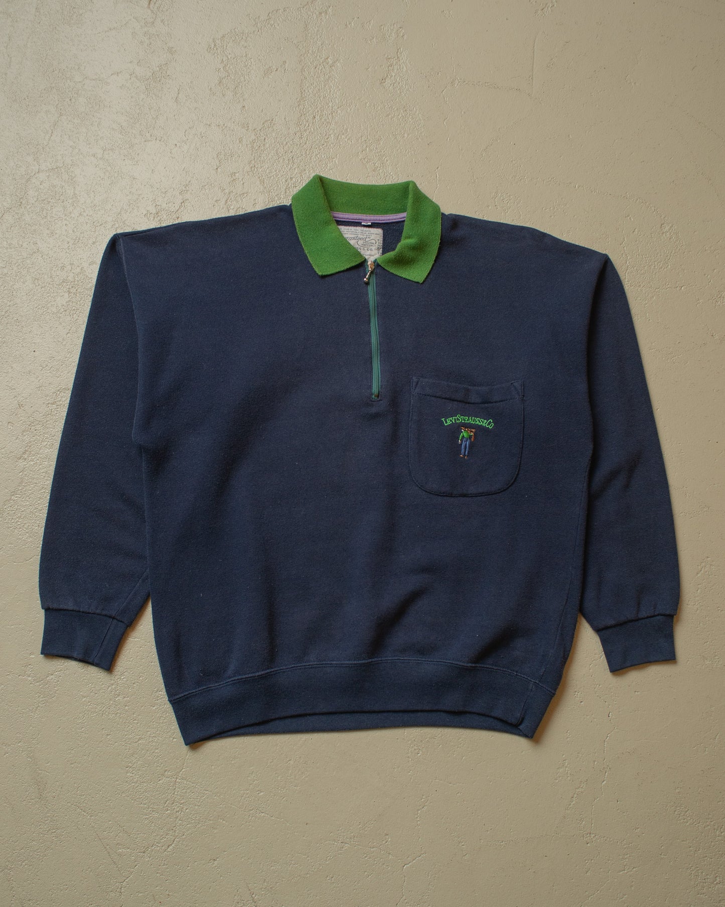 1980s/90s Levi´s Quarter Zip Sweatshirt navyblue - S/M