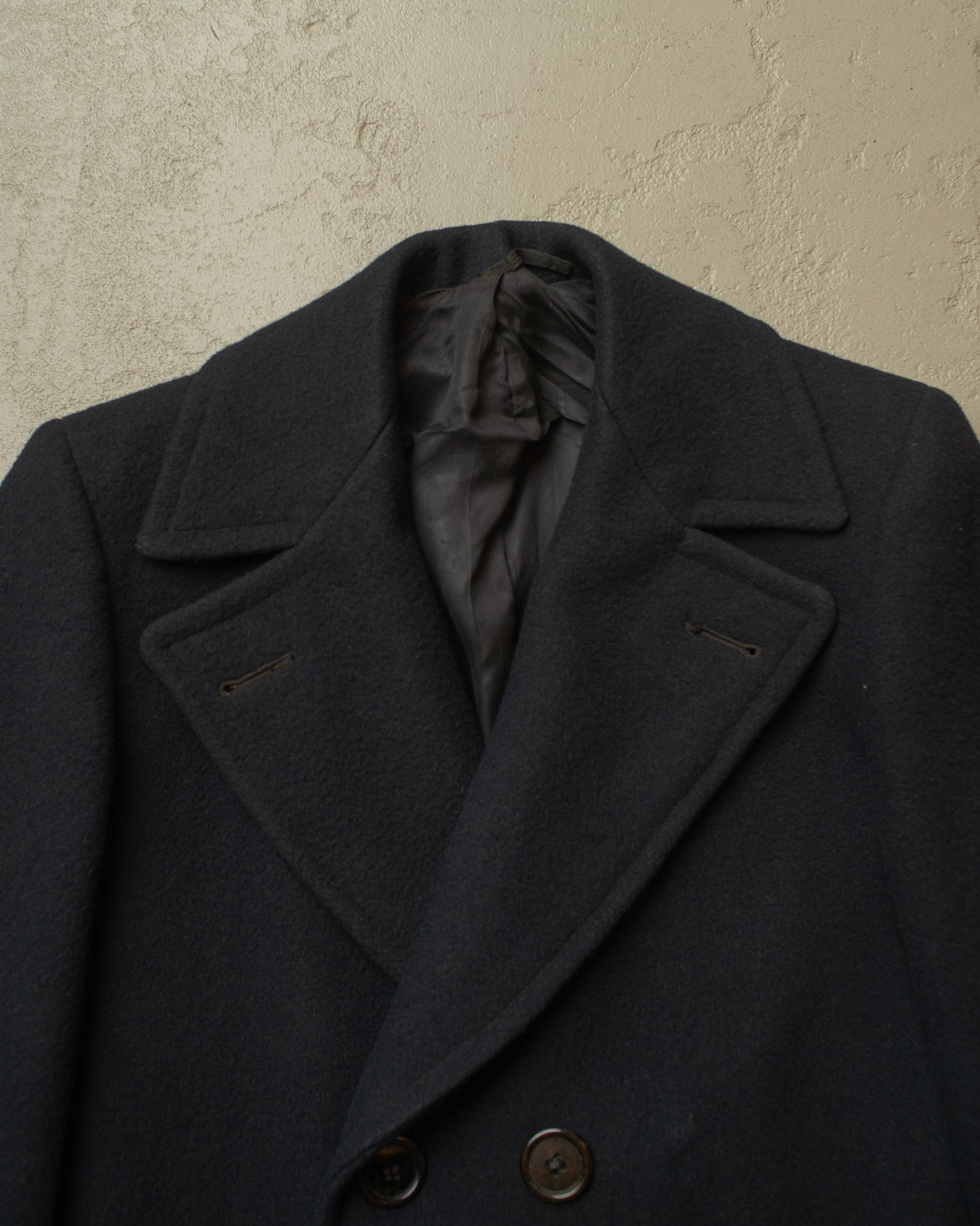 1930s/40s German Double Breasted Heavy Wool Overcoat navyblue - S
