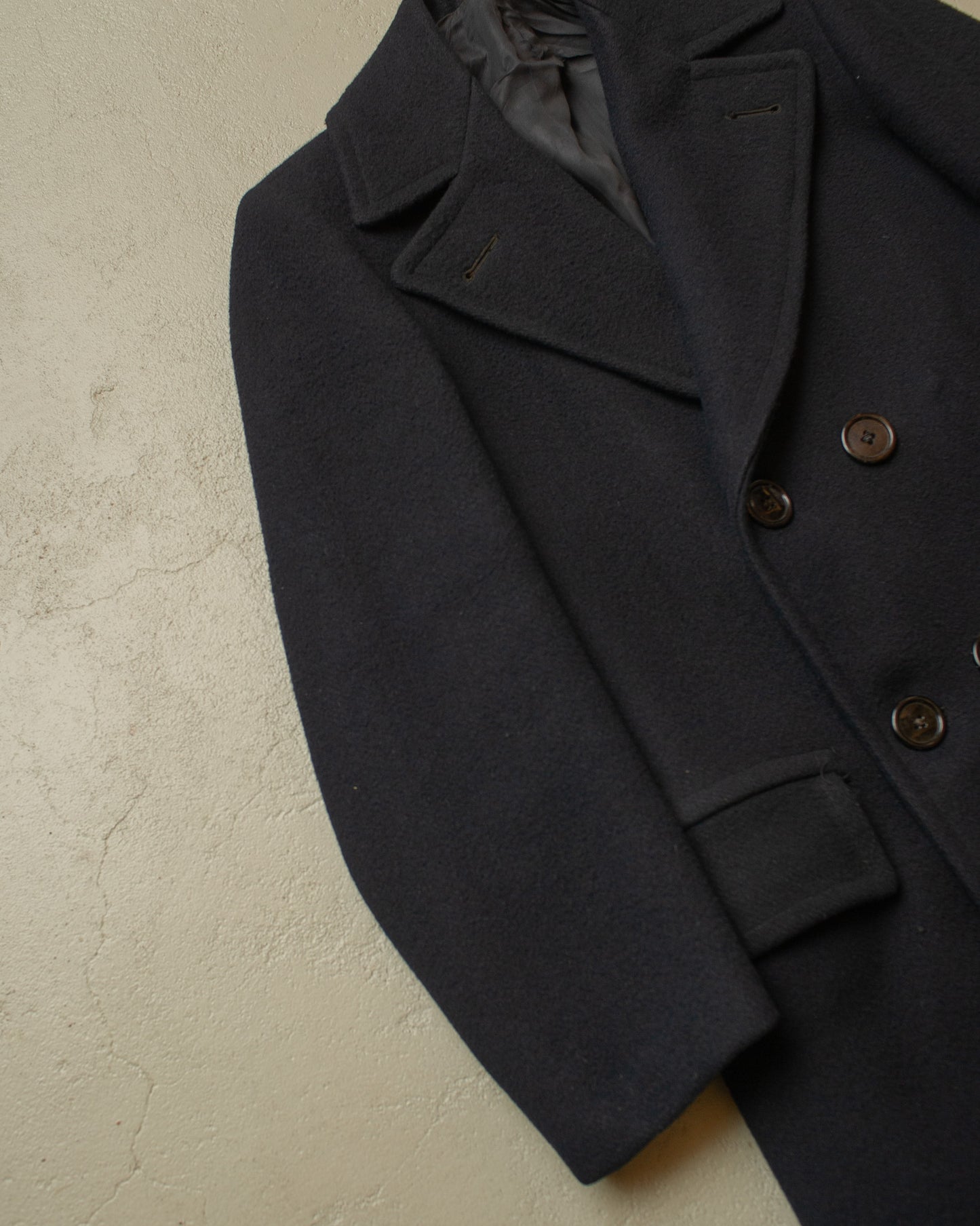 1930s/40s German Double Breasted Heavy Wool Overcoat navyblue - S