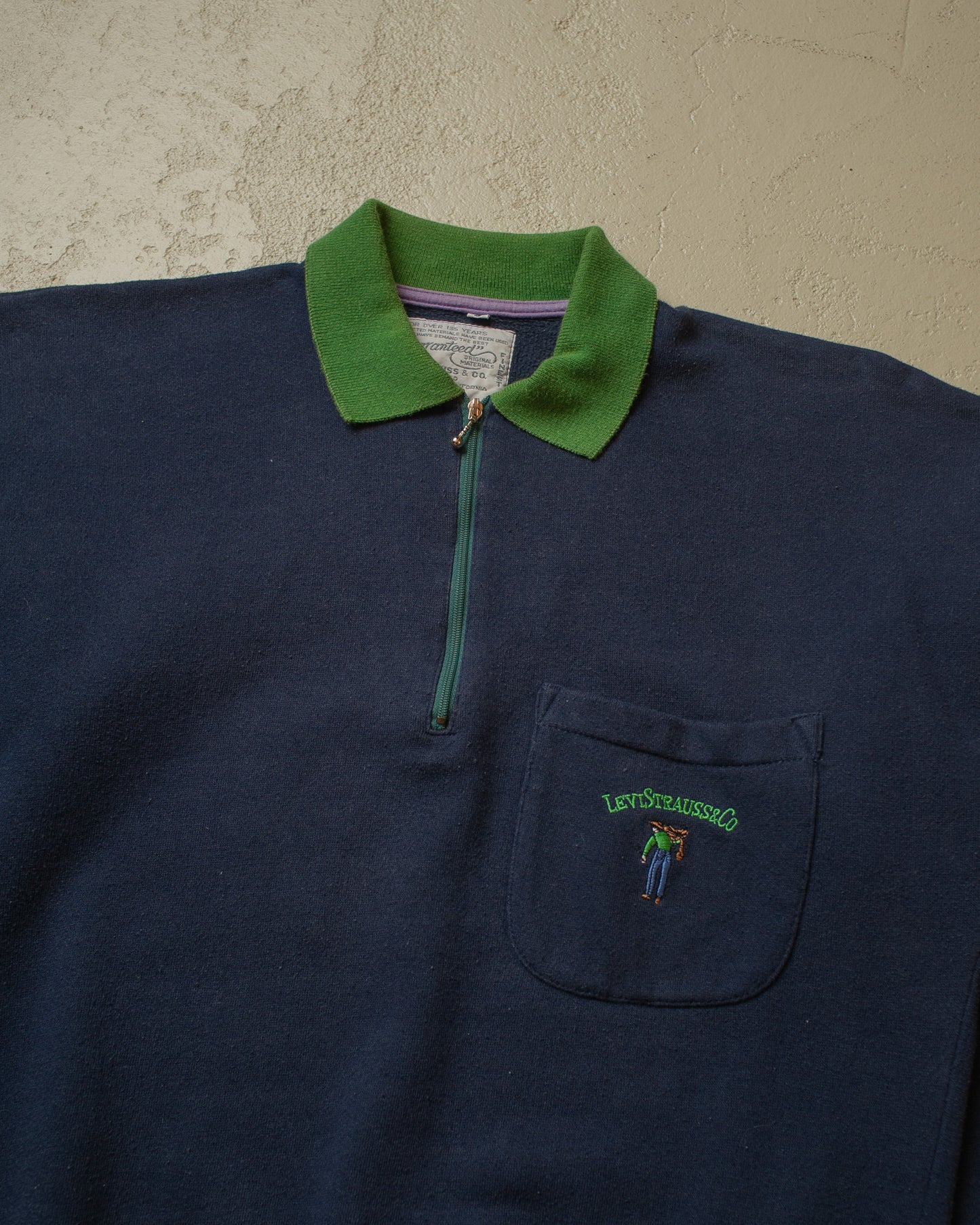 1980s/90s Levi´s Quarter Zip Sweatshirt navyblue - S/M