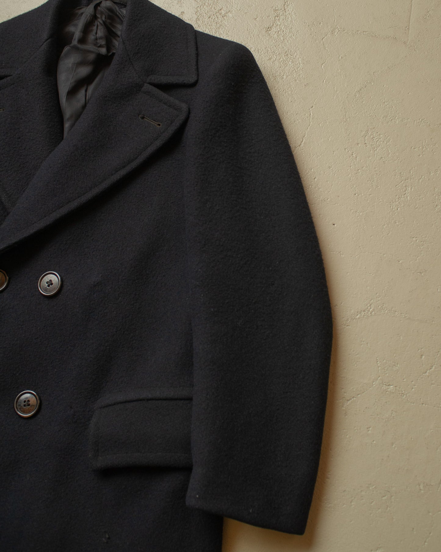 1930s/40s German Double Breasted Heavy Wool Overcoat navyblue - S