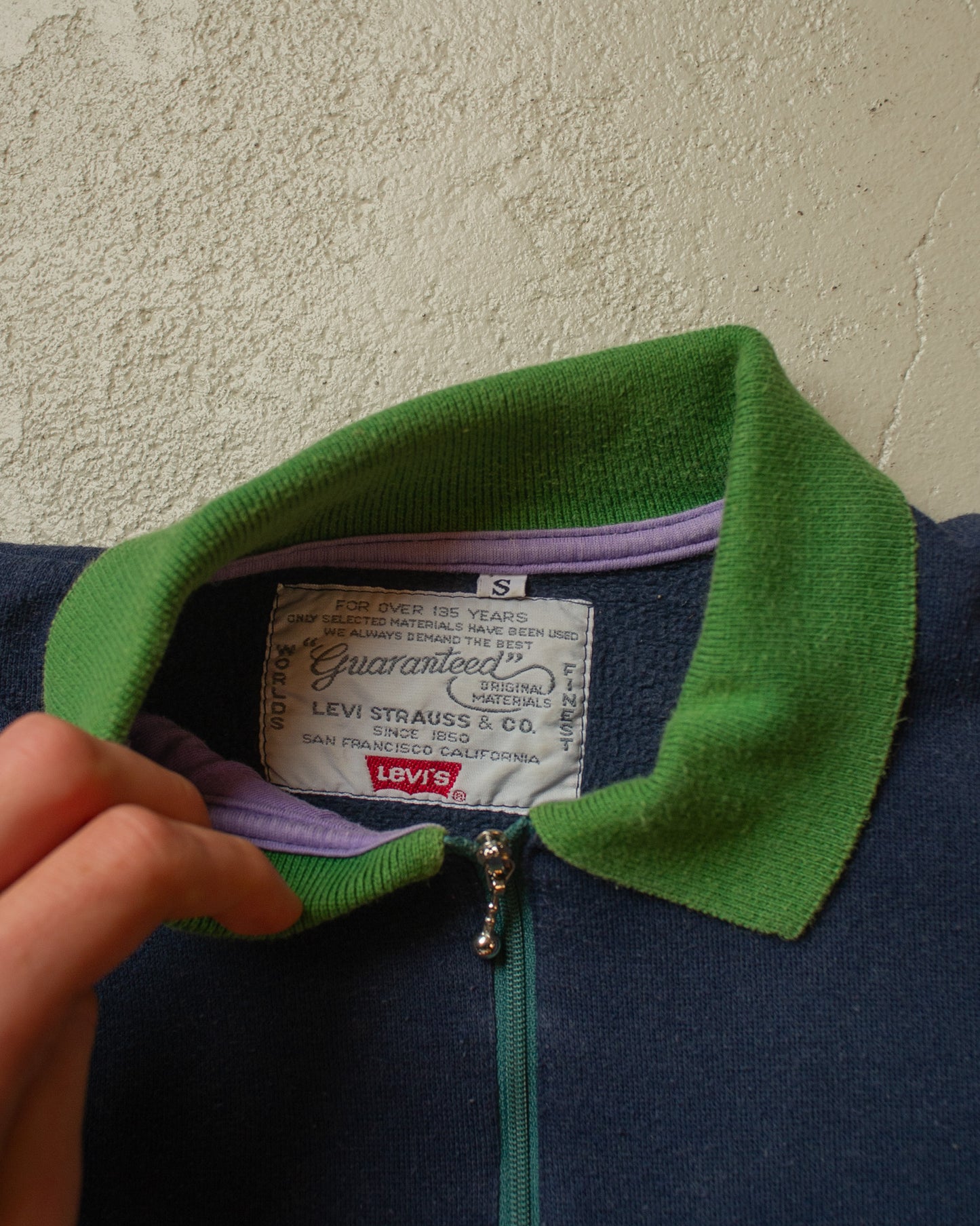 1980s/90s Levi´s Quarter Zip Sweatshirt navyblue - S/M