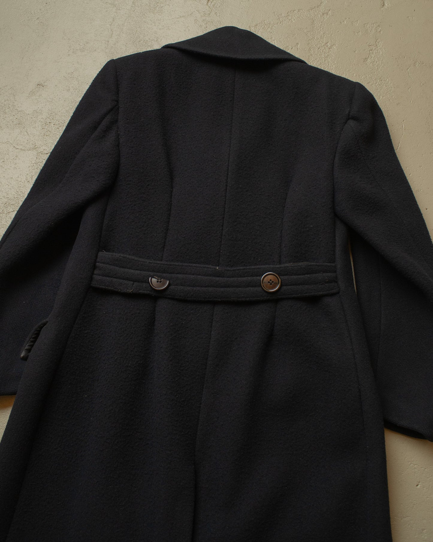 1930s/40s German Double Breasted Heavy Wool Overcoat navyblue - S