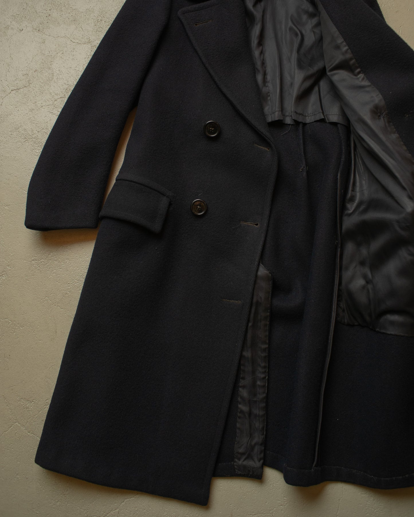 1930s/40s German Double Breasted Heavy Wool Overcoat navyblue - S
