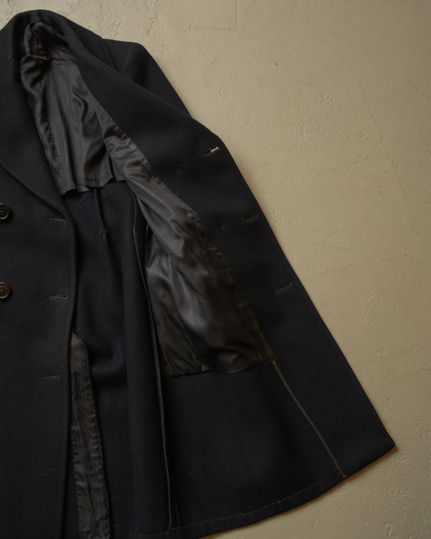 1930s/40s German Double Breasted Heavy Wool Overcoat navyblue - S
