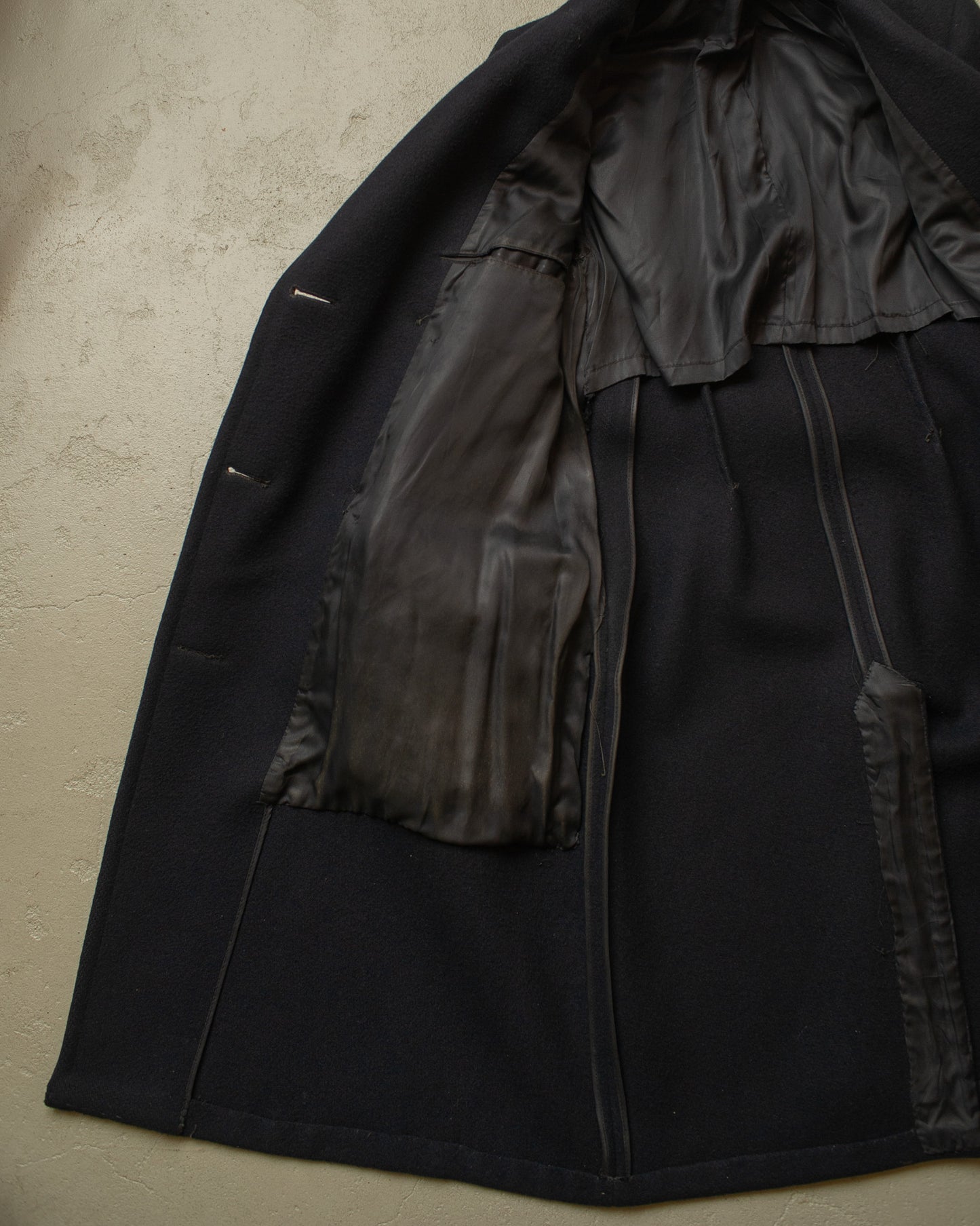 1930s/40s German Double Breasted Heavy Wool Overcoat navyblue - S