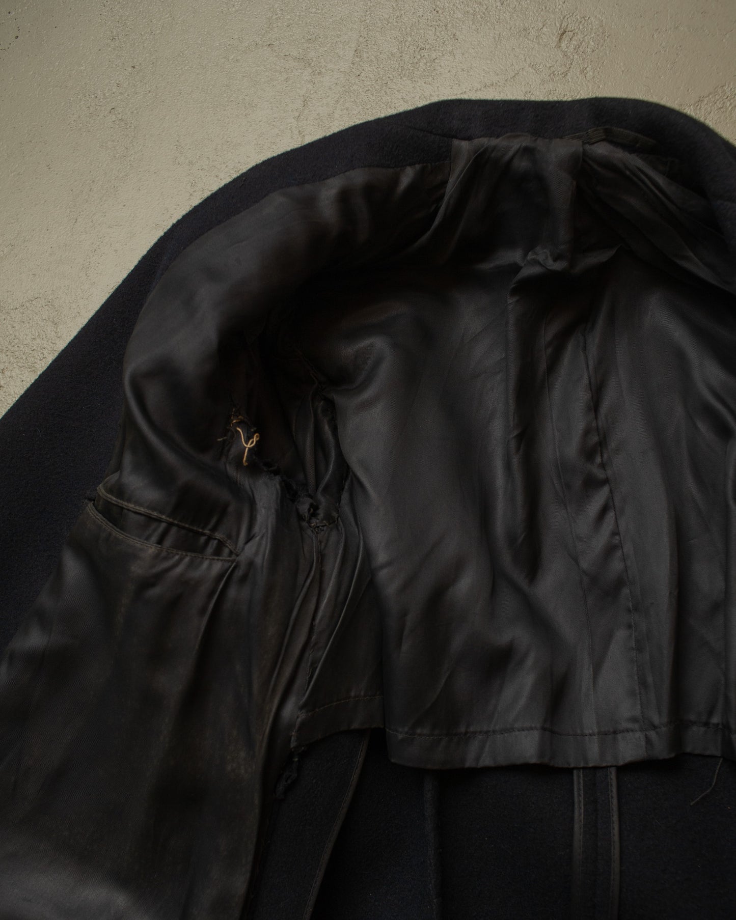 1930s/40s German Double Breasted Heavy Wool Overcoat navyblue - S