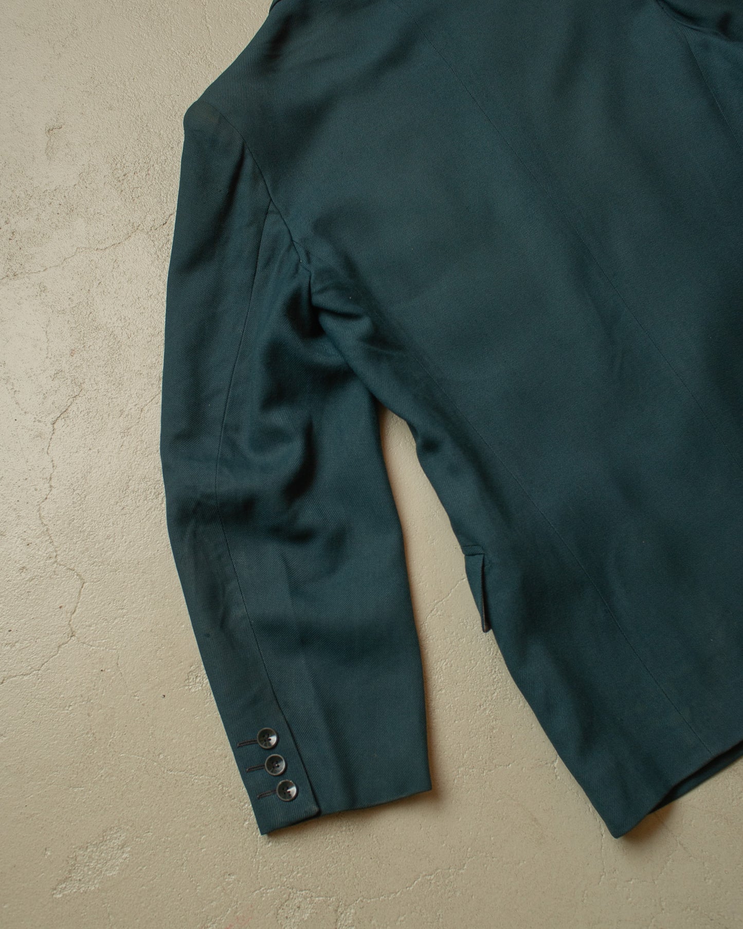 1940s German Filius Peak Lapel Double Breasted Wool Suit turquoise - M
