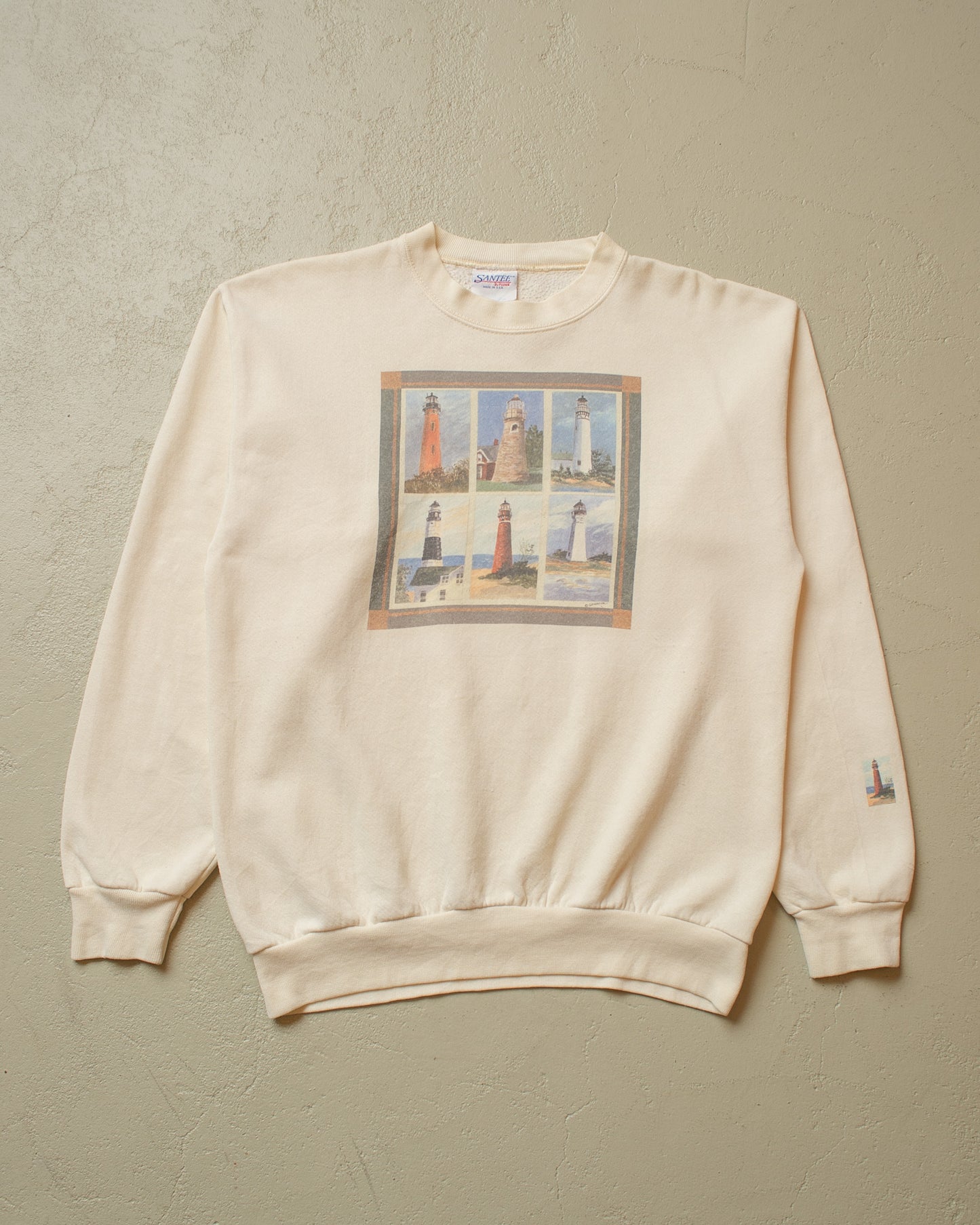 1990s Lighthouses Sweatshirt creme - M