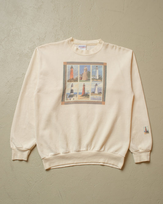 1990s Lighthouses Sweatshirt creme - M