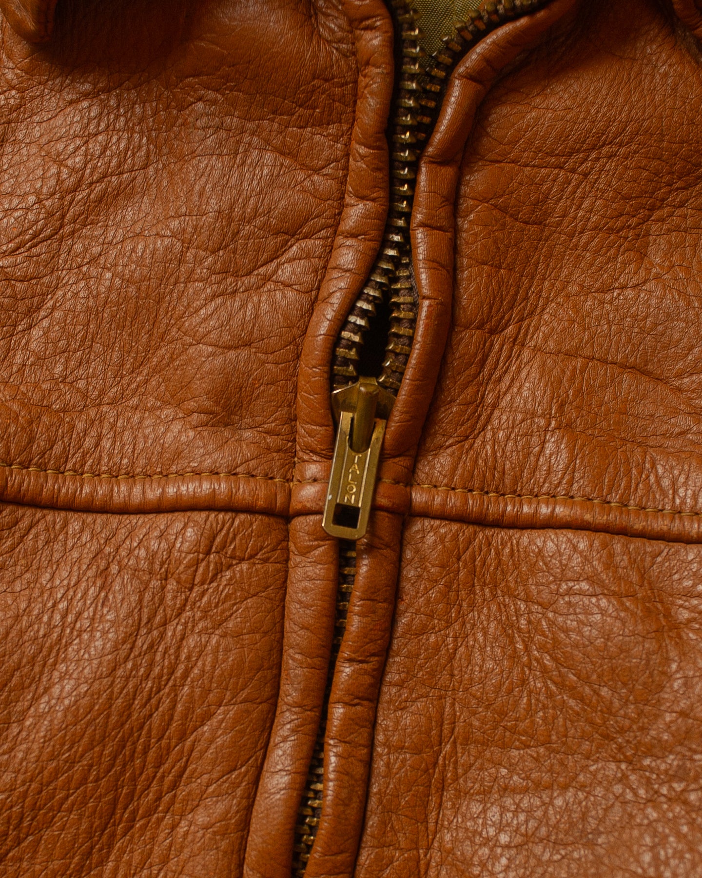 1950s Leather Biker Jacket beige - S/M