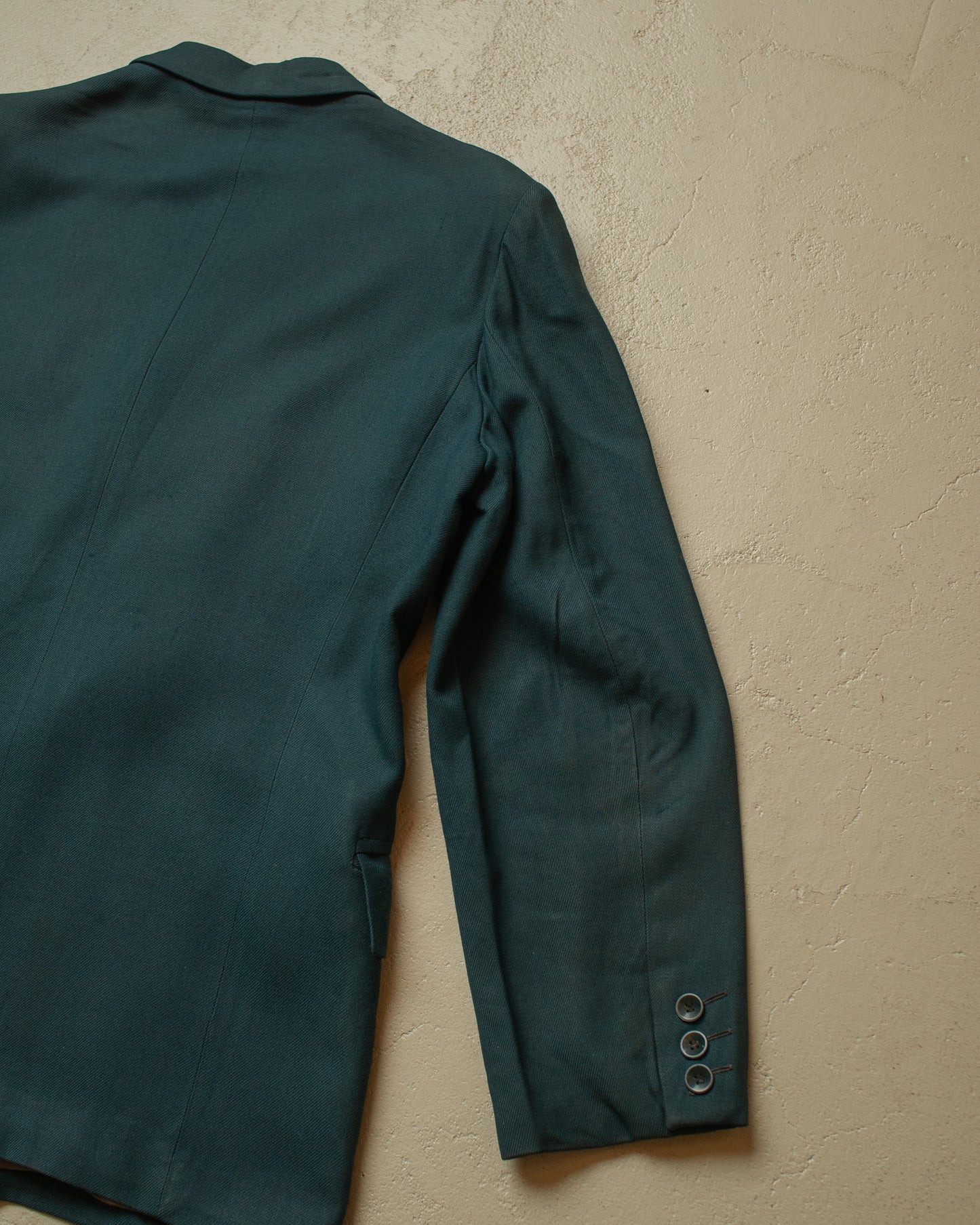 1940s German Filius Peak Lapel Double Breasted Wool Suit turquoise - M