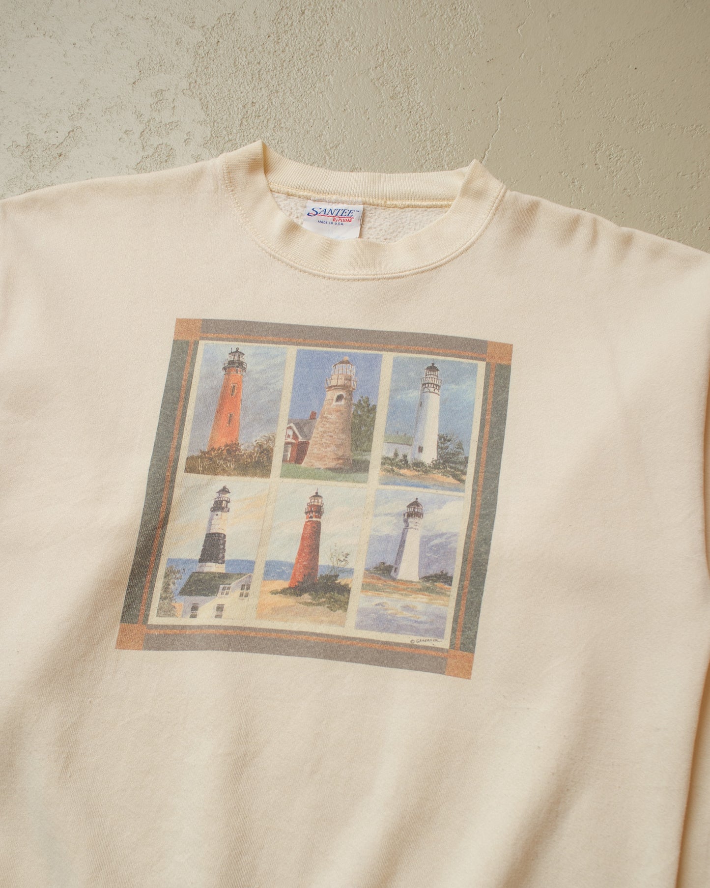 1990s Lighthouses Sweatshirt creme - M