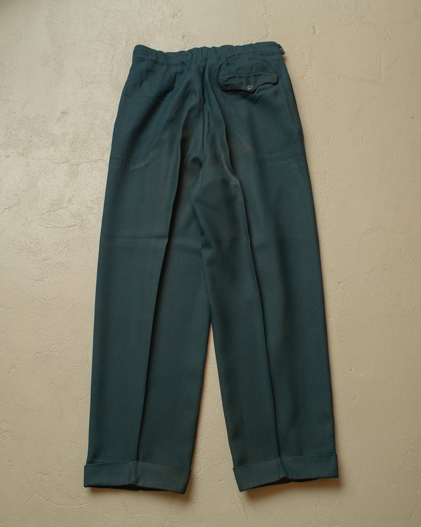 1940s German Filius Peak Lapel Double Breasted Wool Suit turquoise - M