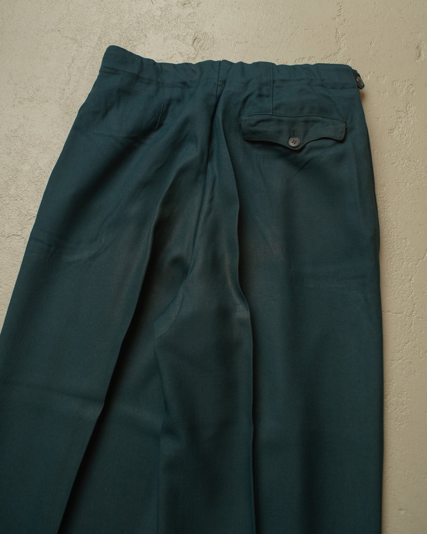 1940s German Filius Peak Lapel Double Breasted Wool Suit turquoise - M