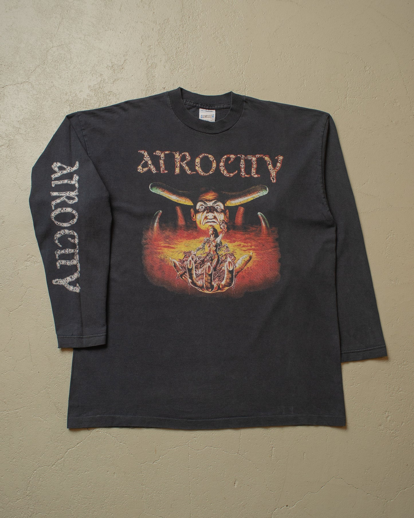 1990s Faded Atrocity "The Hunt is On" Band Longsleeve black - XL