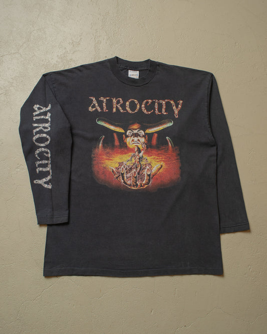 1990s Faded Atrocity "The Hunt is On" Band Longsleeve black - XL
