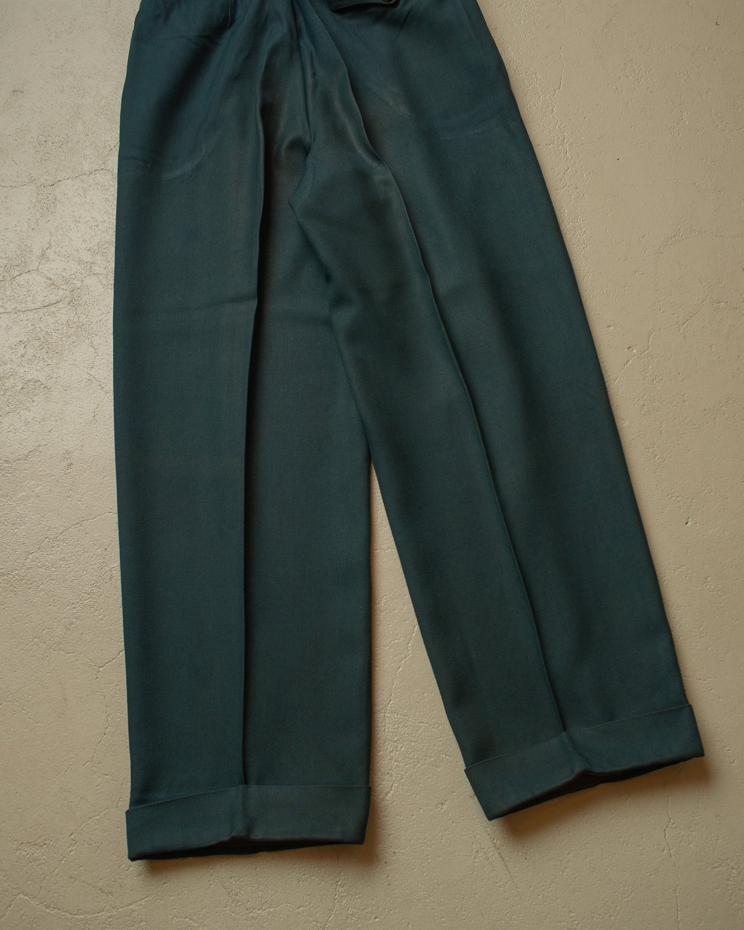 1940s German Filius Peak Lapel Double Breasted Wool Suit turquoise - M