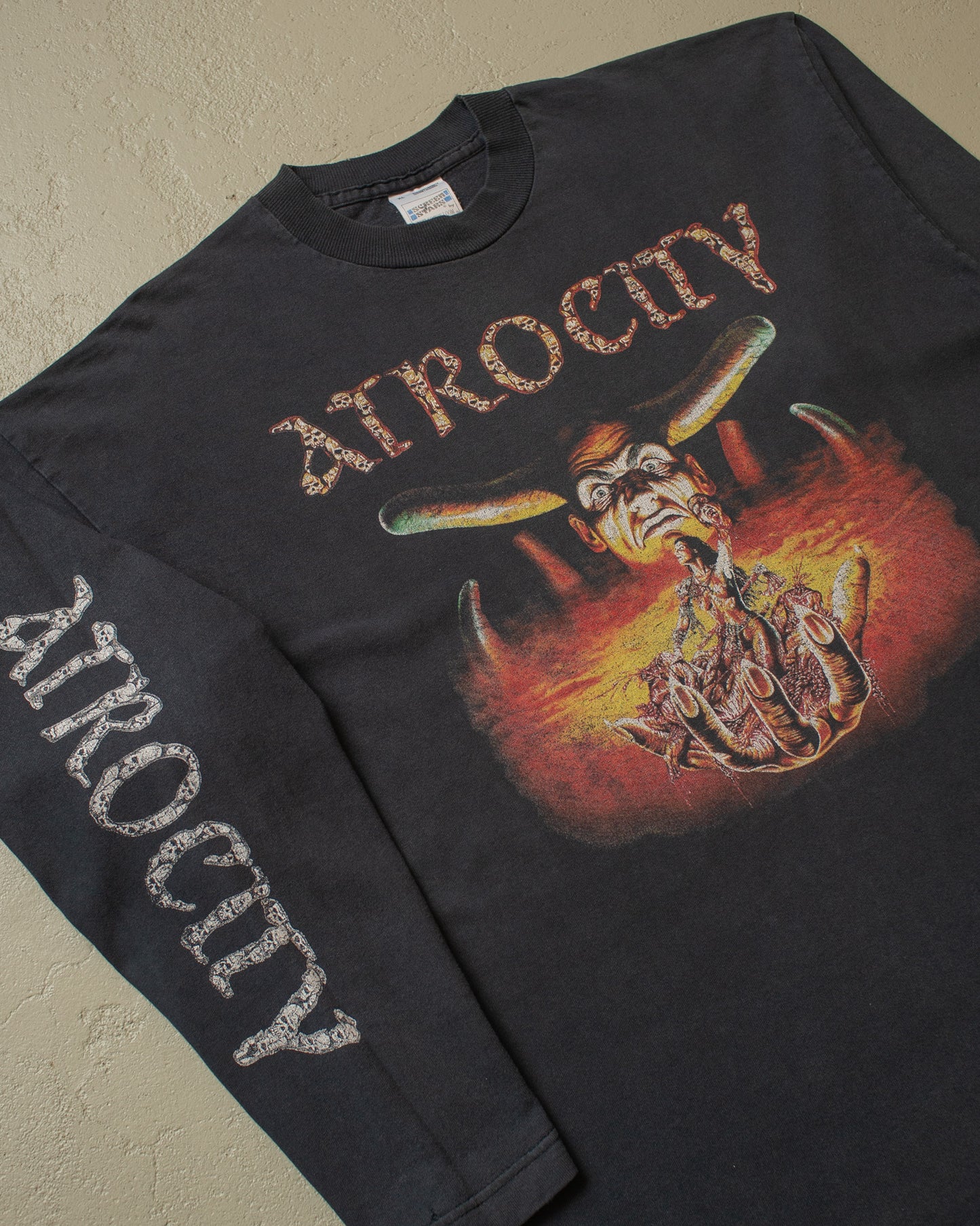 1990s Faded Atrocity "The Hunt is On" Band Longsleeve black - XL