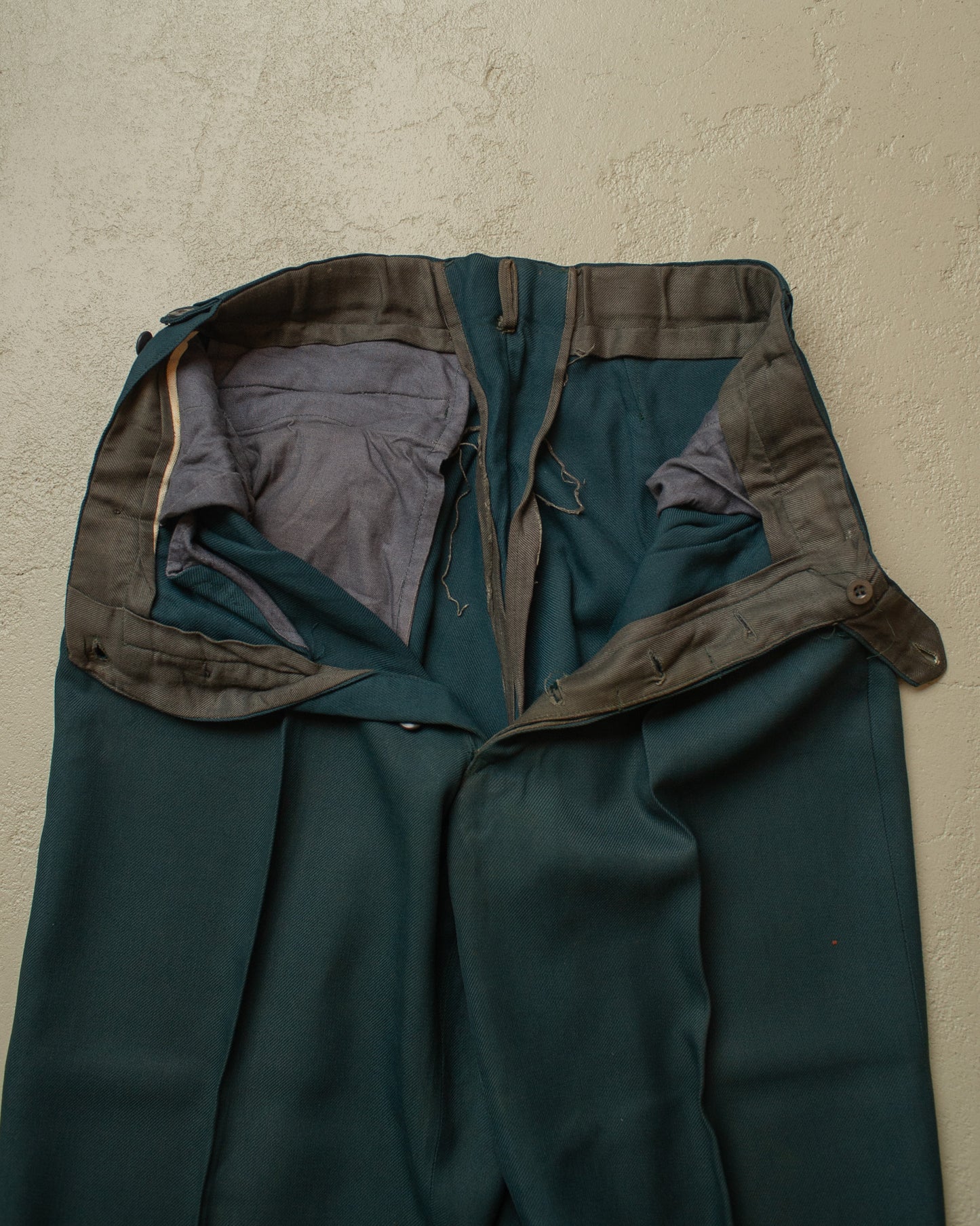 1940s German Filius Peak Lapel Double Breasted Wool Suit turquoise - M