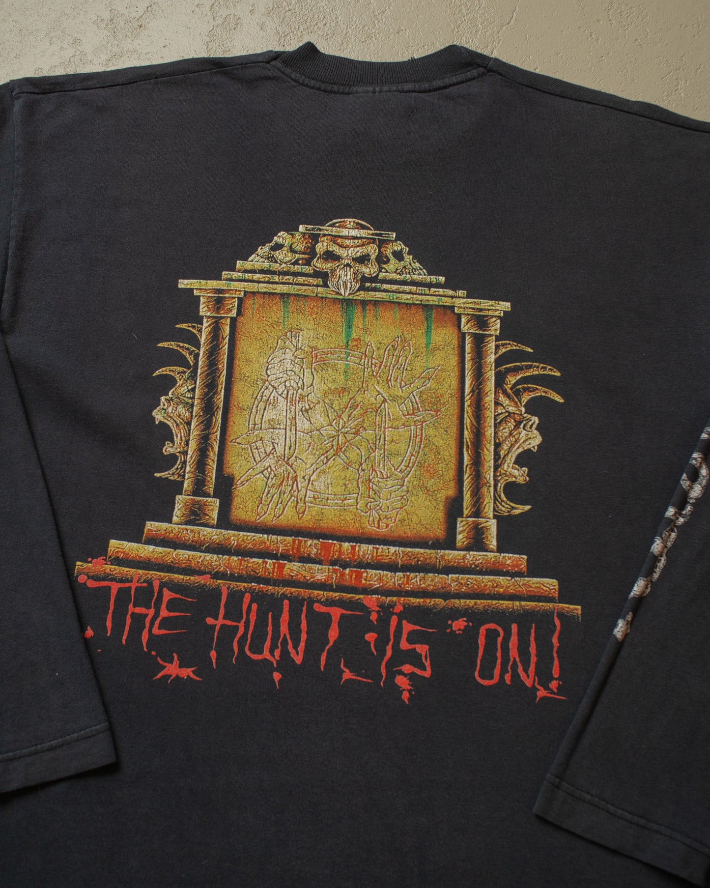 1990s Faded Atrocity "The Hunt is On" Band Longsleeve black - XL