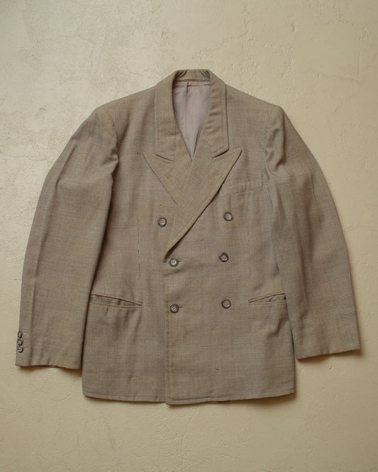 1940s German Peak Lapel Wool Suit Jacket grey - M