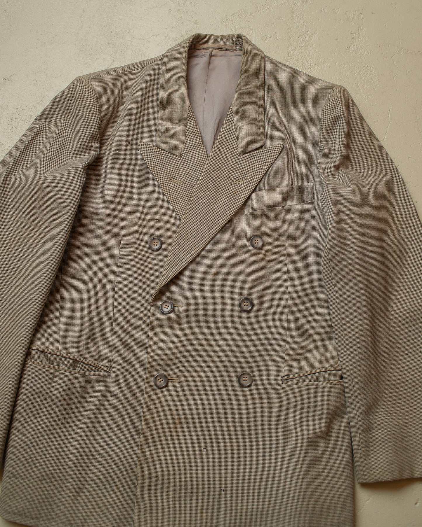1940s German Peak Lapel Wool Suit Jacket grey - M