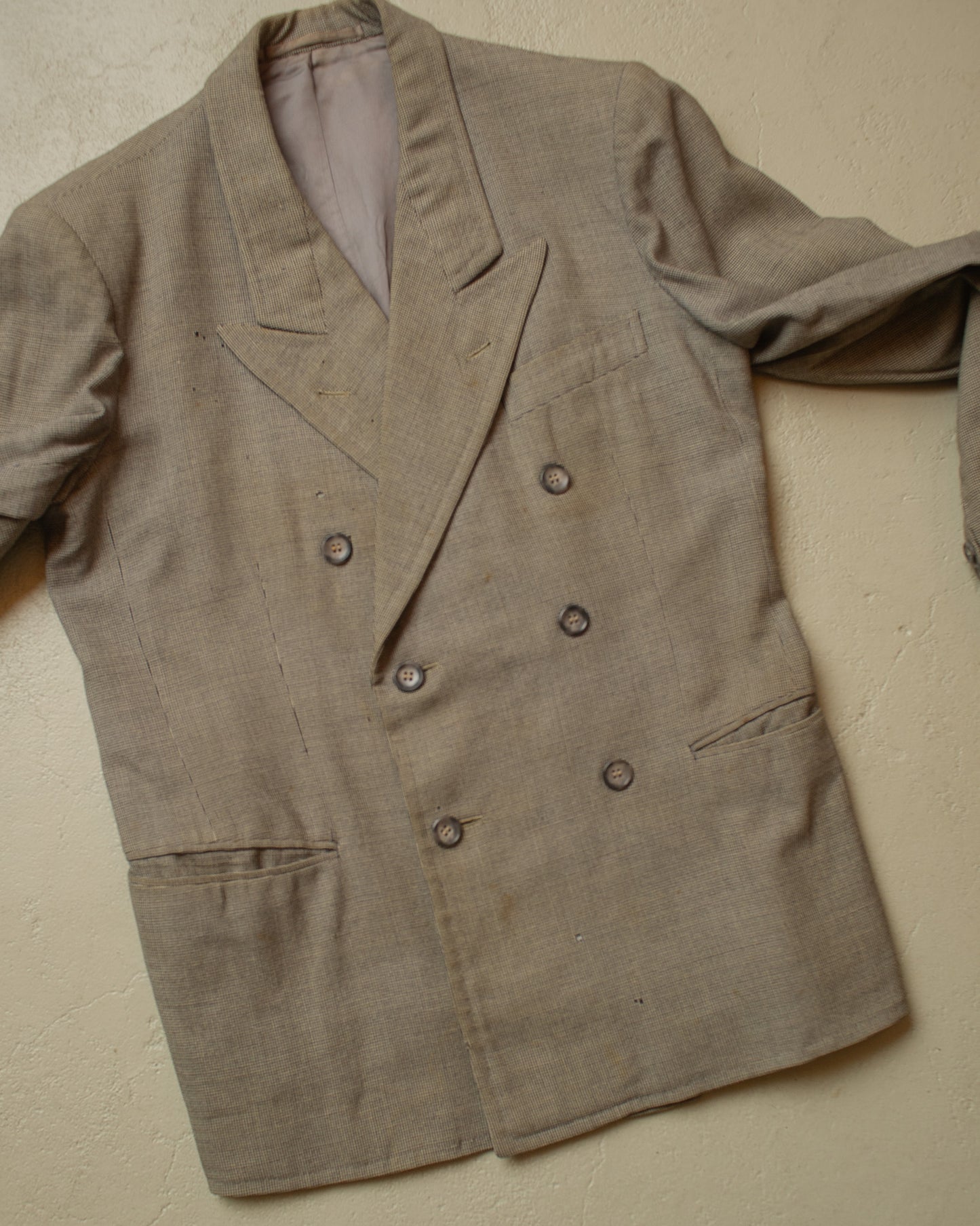 1940s German Peak Lapel Wool Suit Jacket grey - M