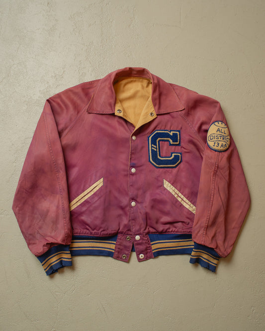 1950s Faded US Reversible Nylon Varsity Jacket - L