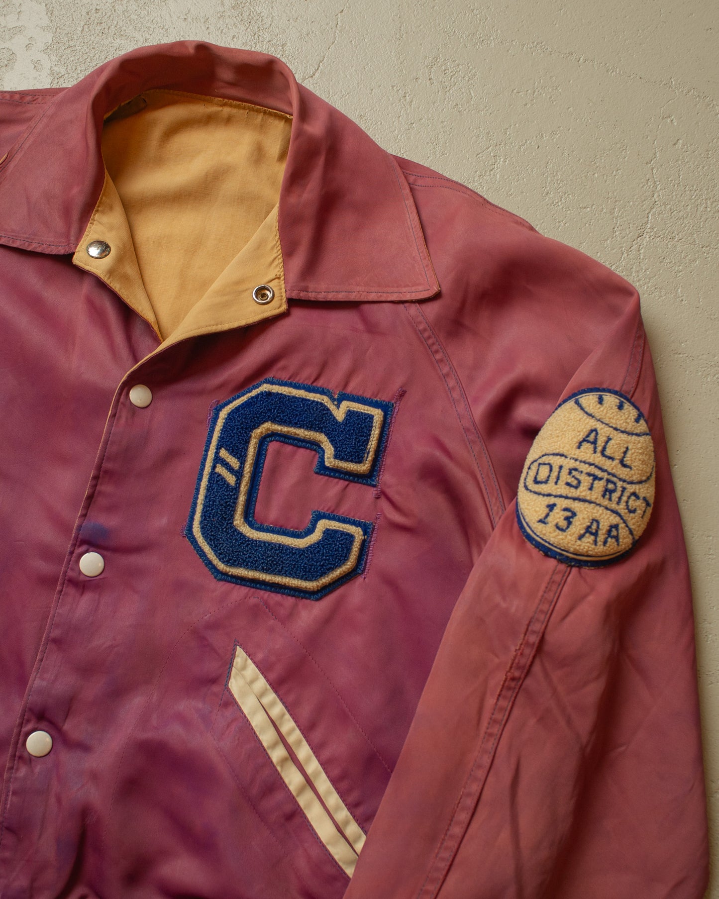1950s Faded US Reversible Nylon Varsity Jacket - L