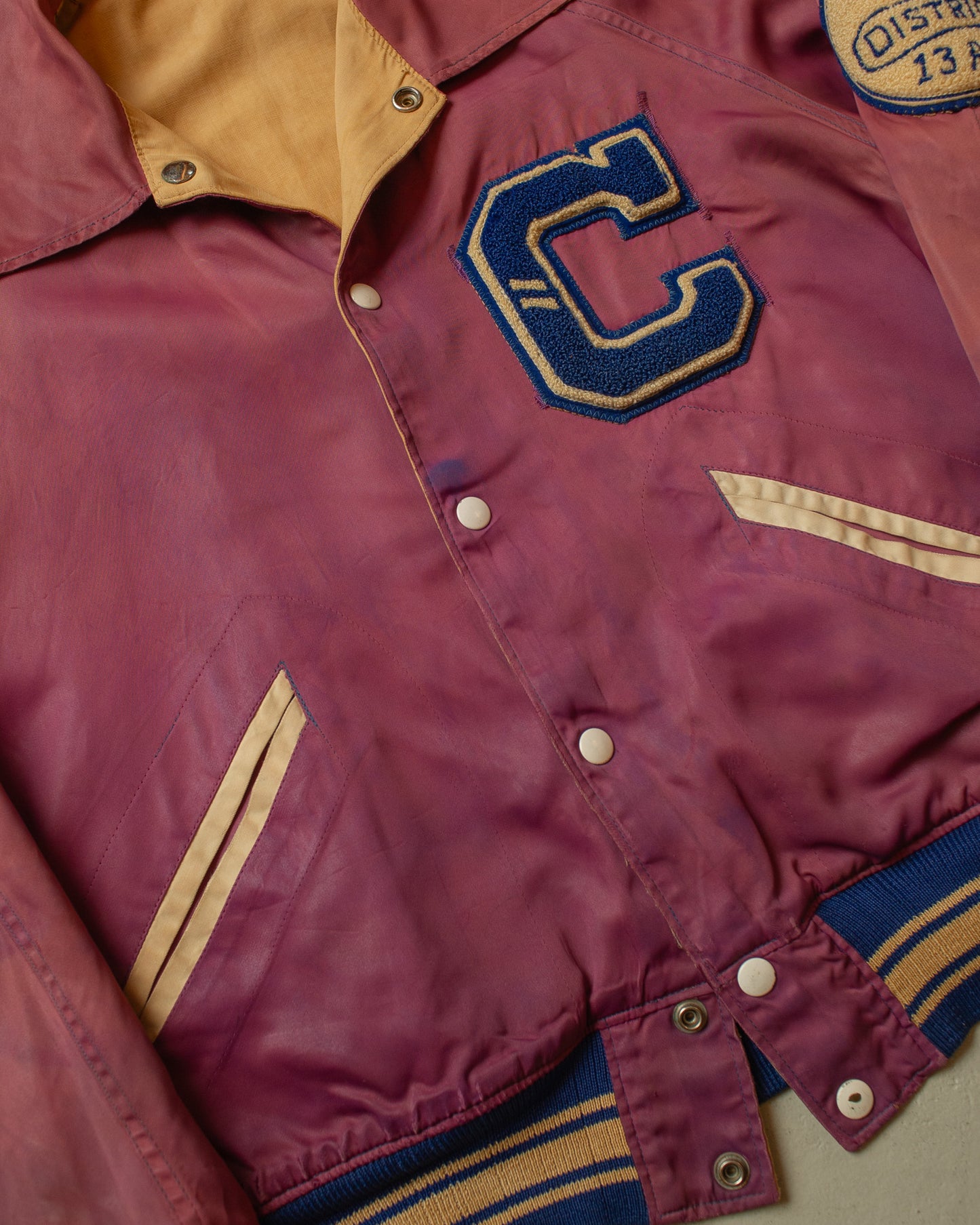 1950s Faded US Reversible Nylon Varsity Jacket - L