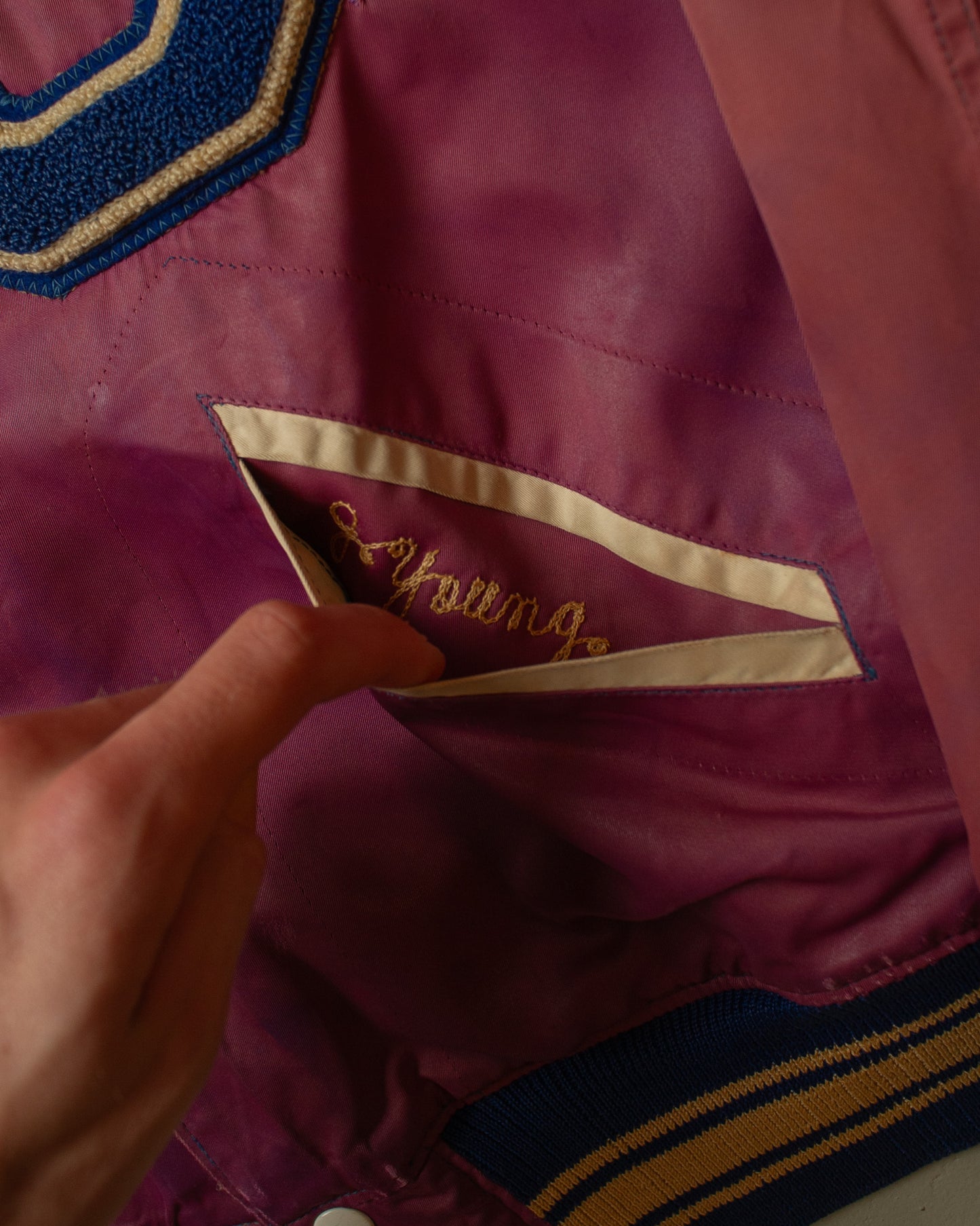 1950s Faded US Reversible Nylon Varsity Jacket - L