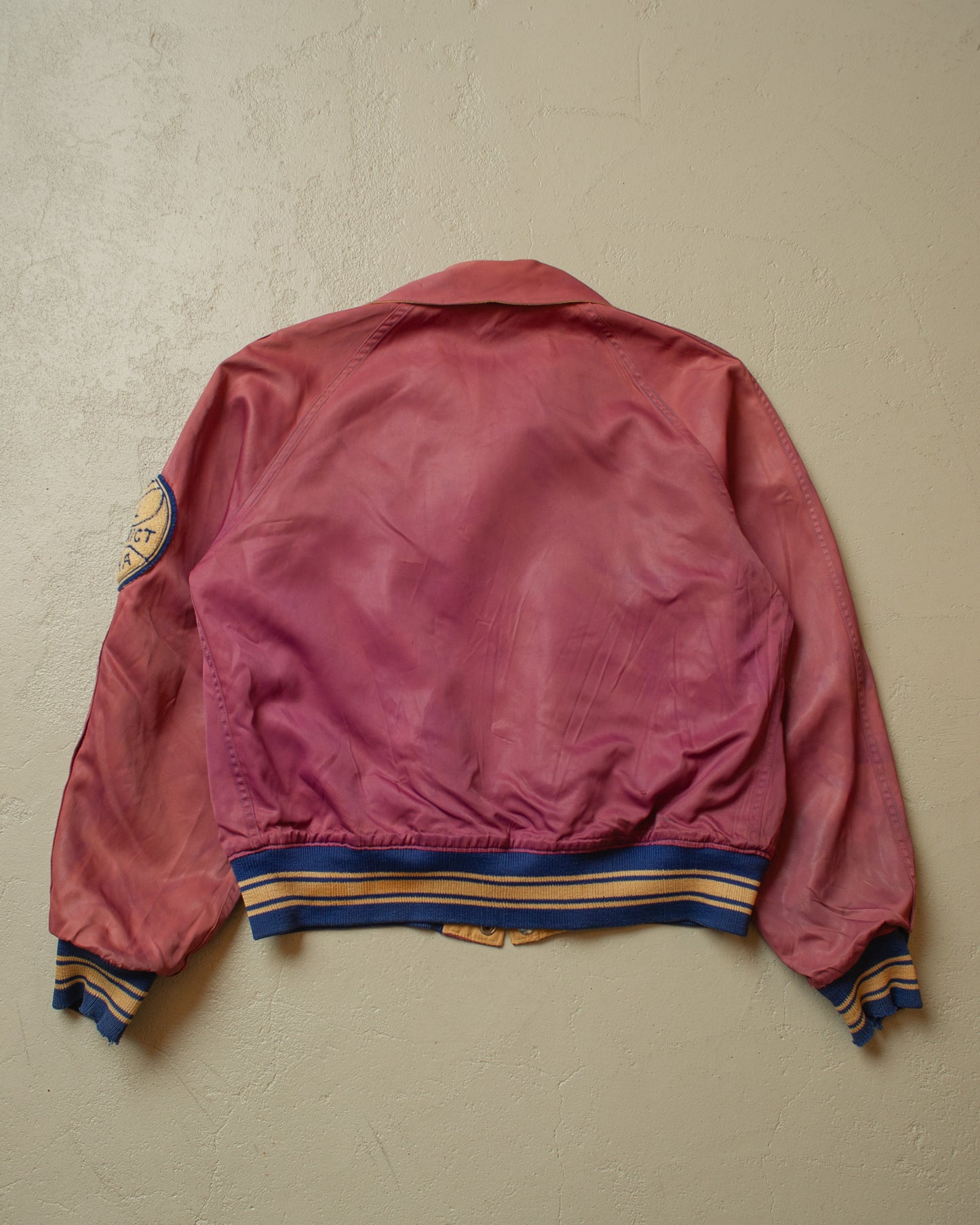 1950s Faded US Reversible Nylon Varsity Jacket - L