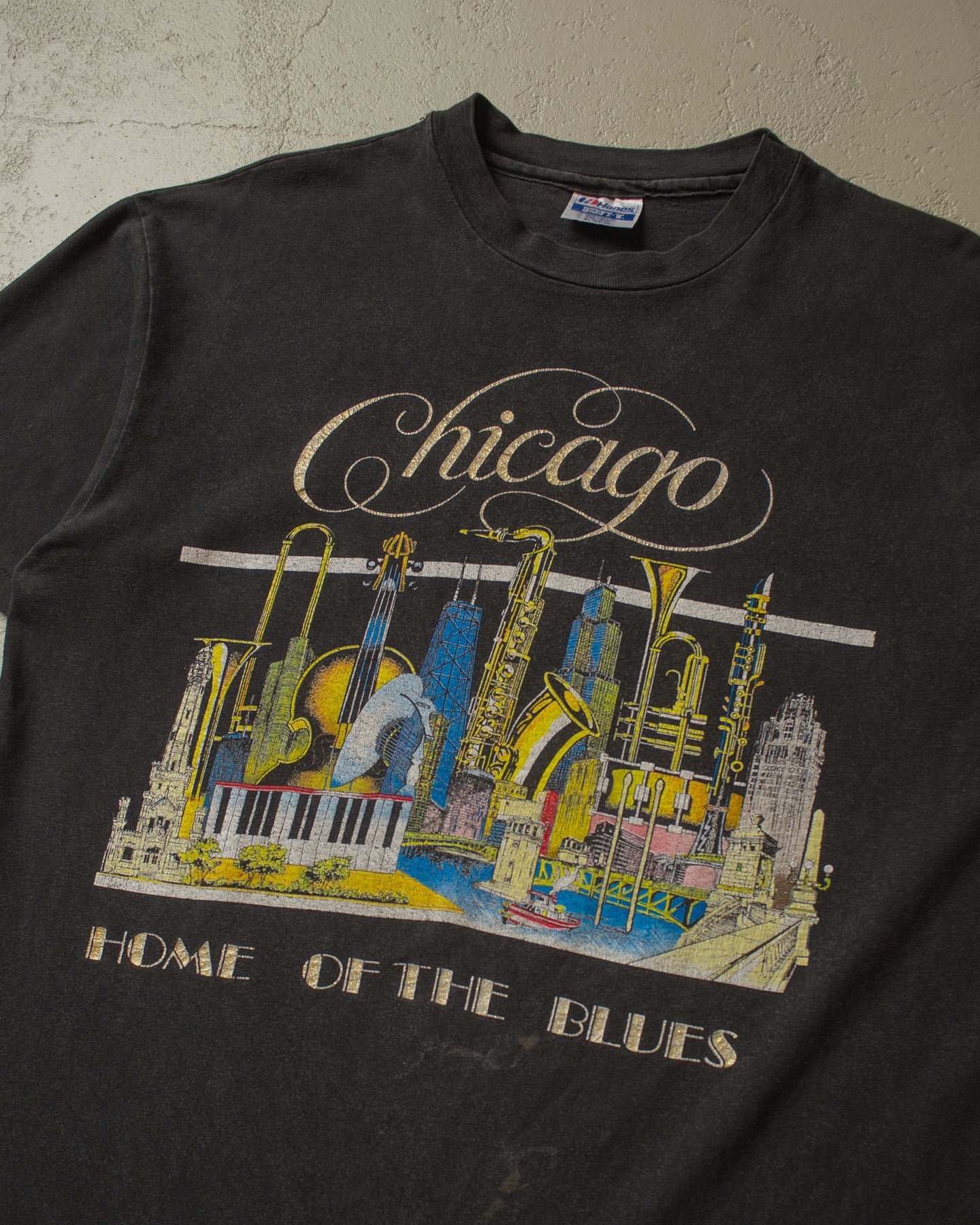 late 1980s/90s Chicago "Home of the Blues" T-shirt black - L/XL