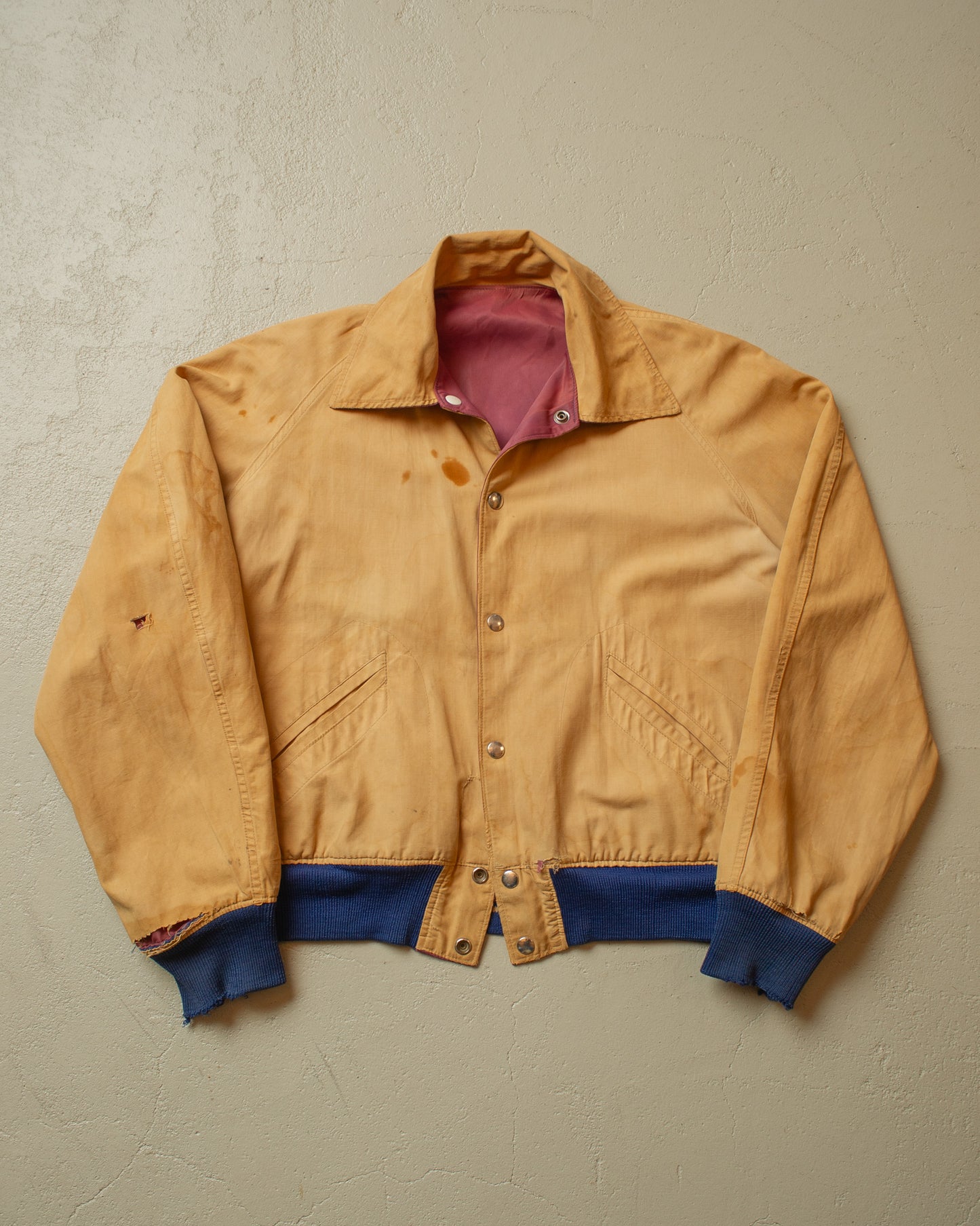1950s Faded US Reversible Nylon Varsity Jacket - L