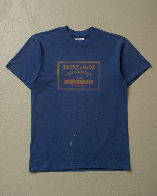 1980s Dolan Chardonnay T-shirt blue - S/M