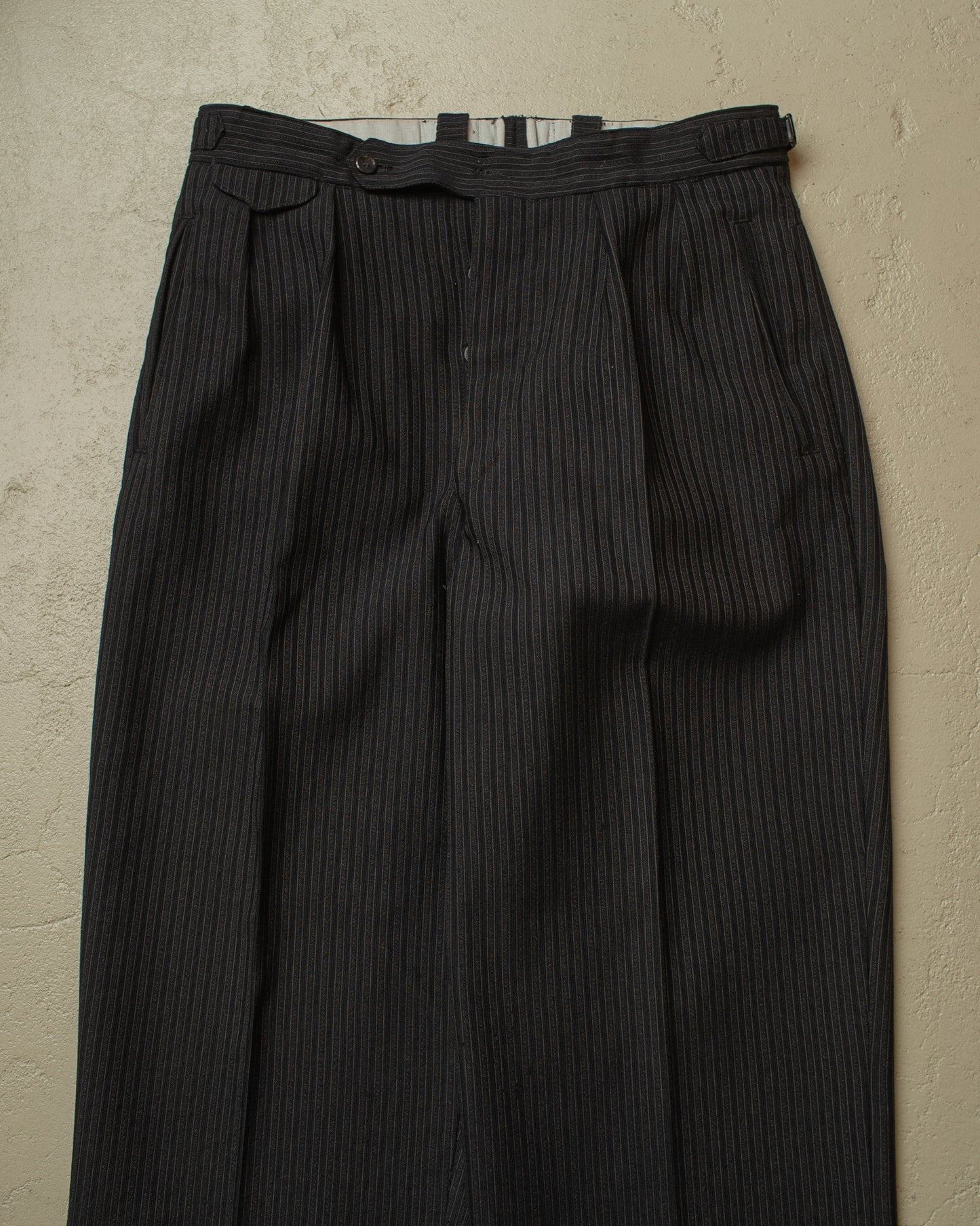 1930s German "Stresemann" striped Wool Suit Pants black - W31 L29