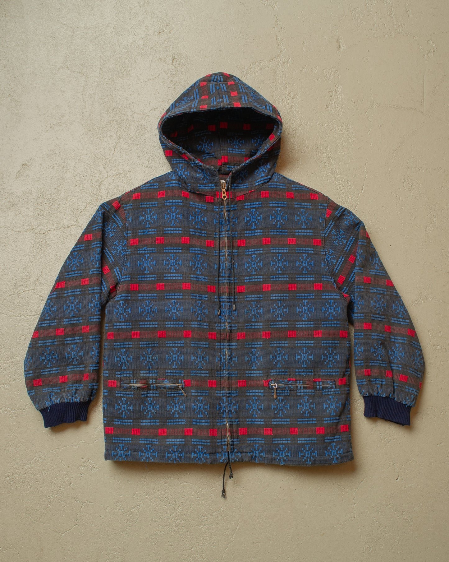 1950s/60s Corduroy Nordic Pattern Kids Jacket blue