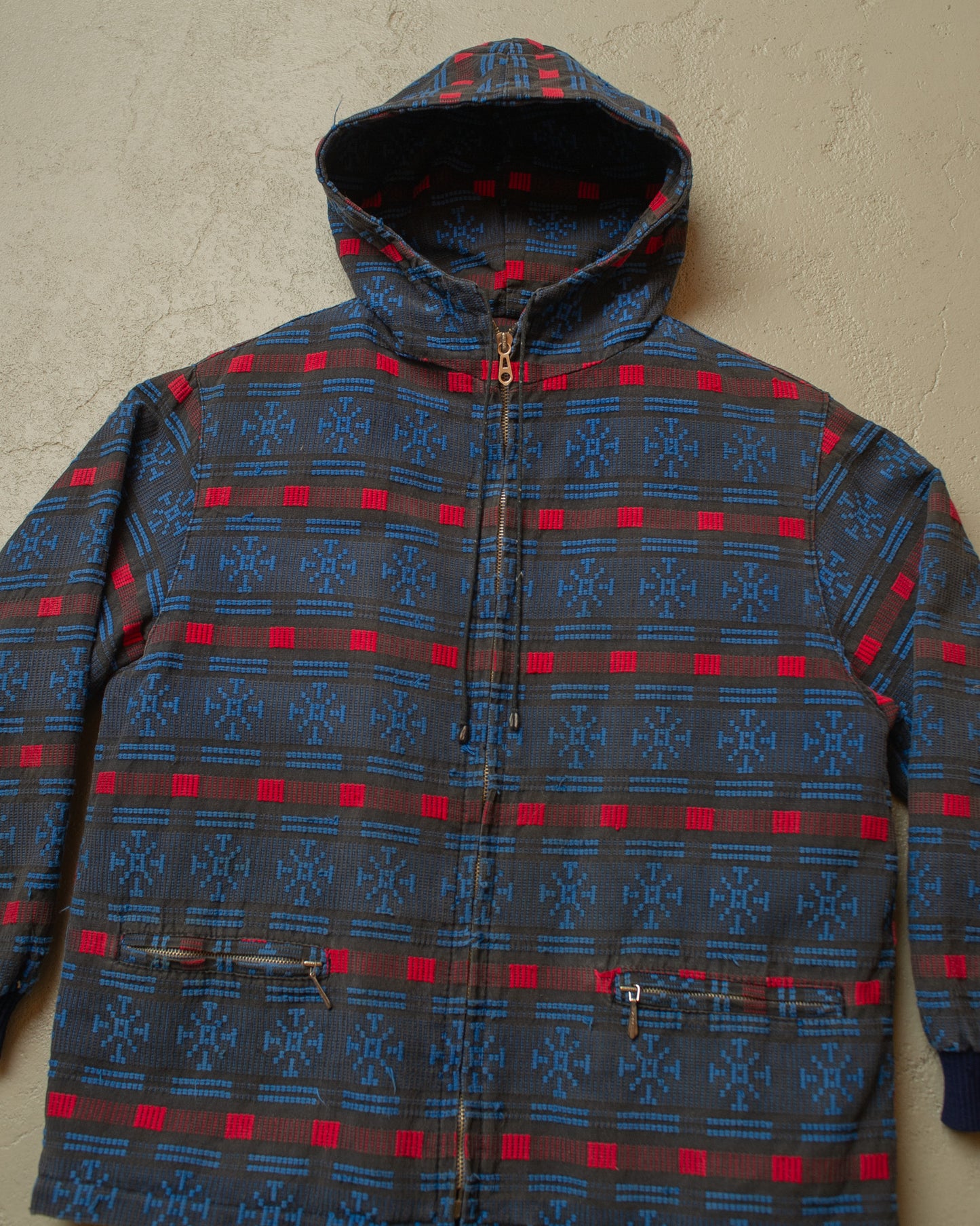 1950s/60s Corduroy Nordic Pattern Kids Jacket blue
