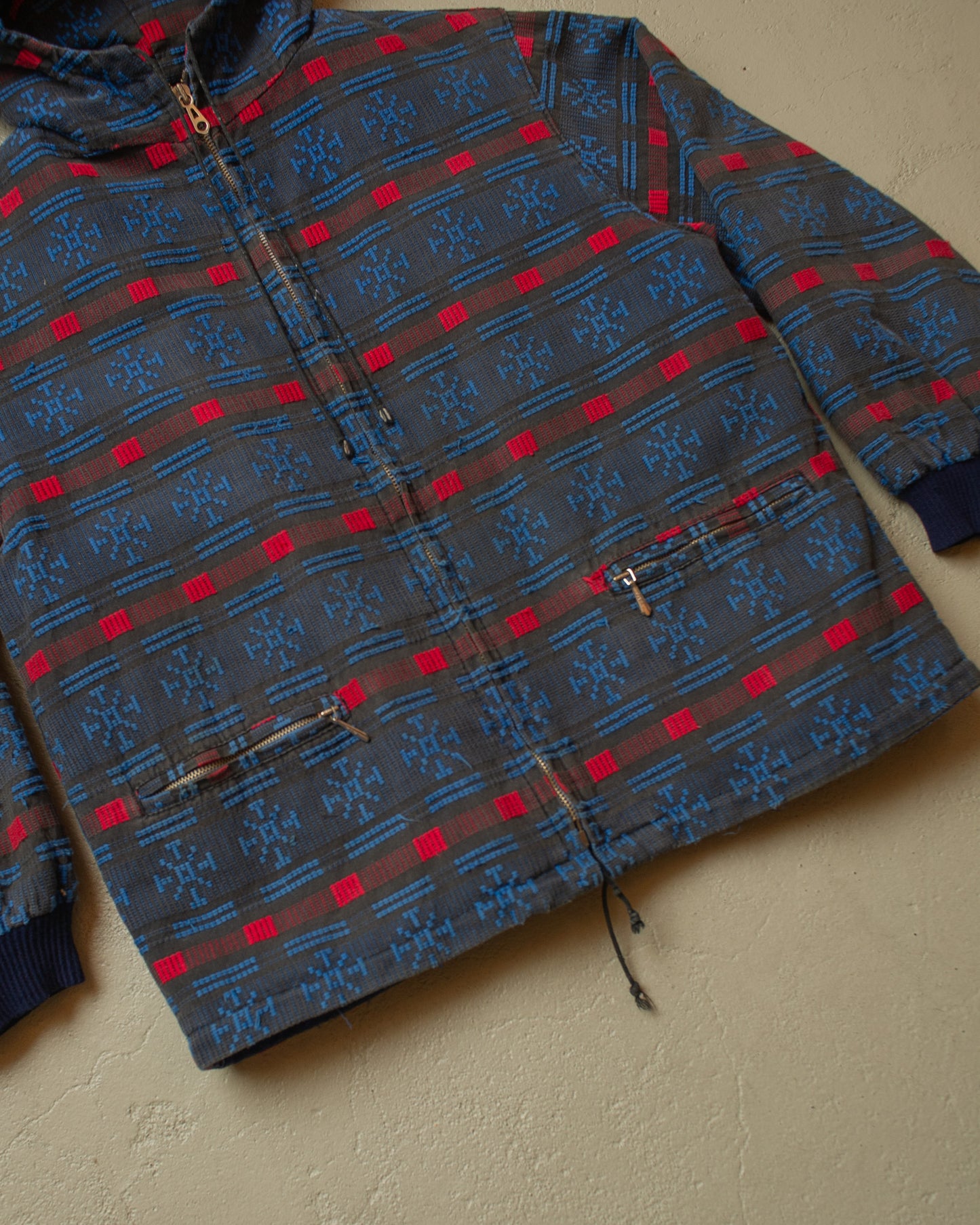 1950s/60s Corduroy Nordic Pattern Kids Jacket blue