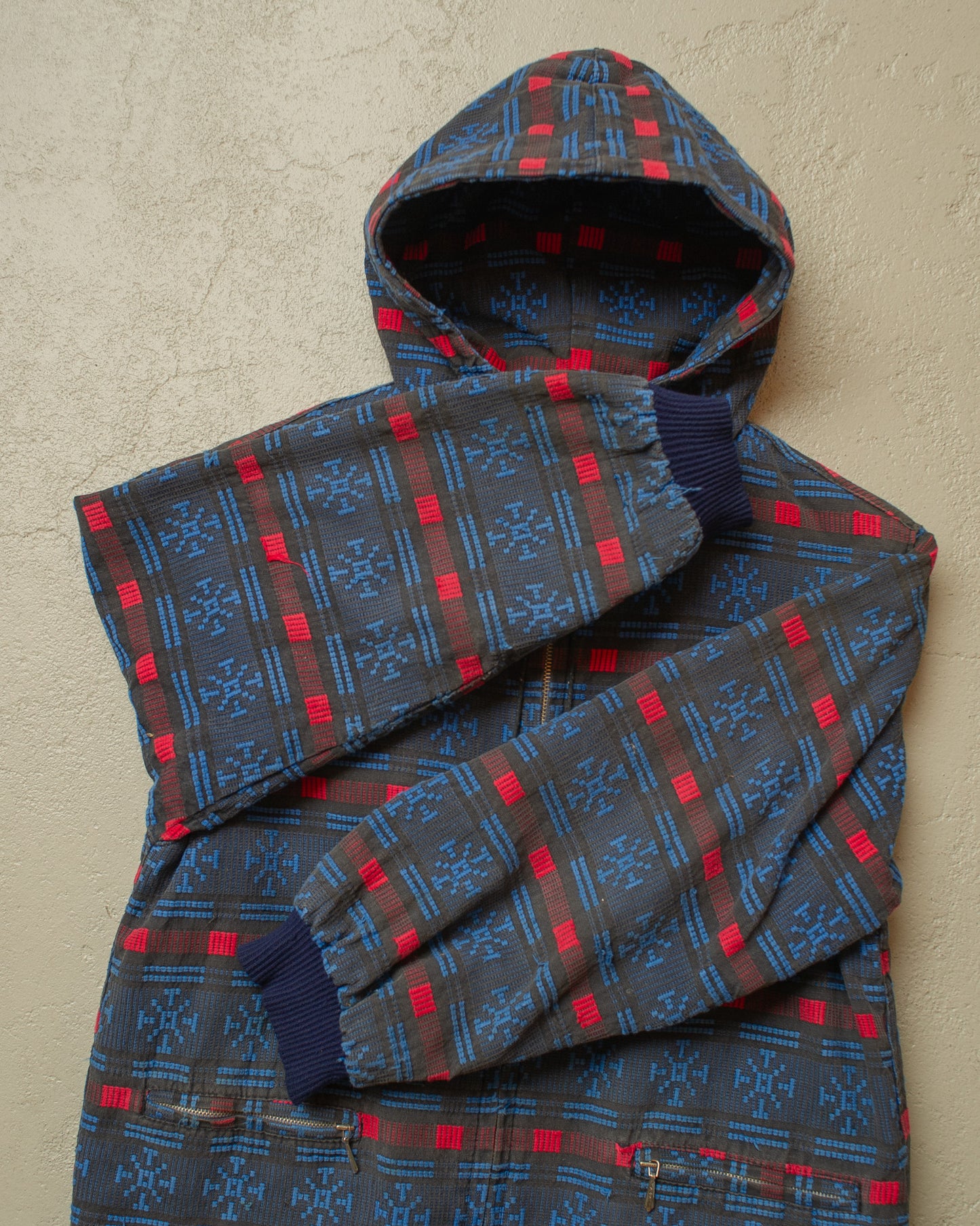 1950s/60s Corduroy Nordic Pattern Kids Jacket blue